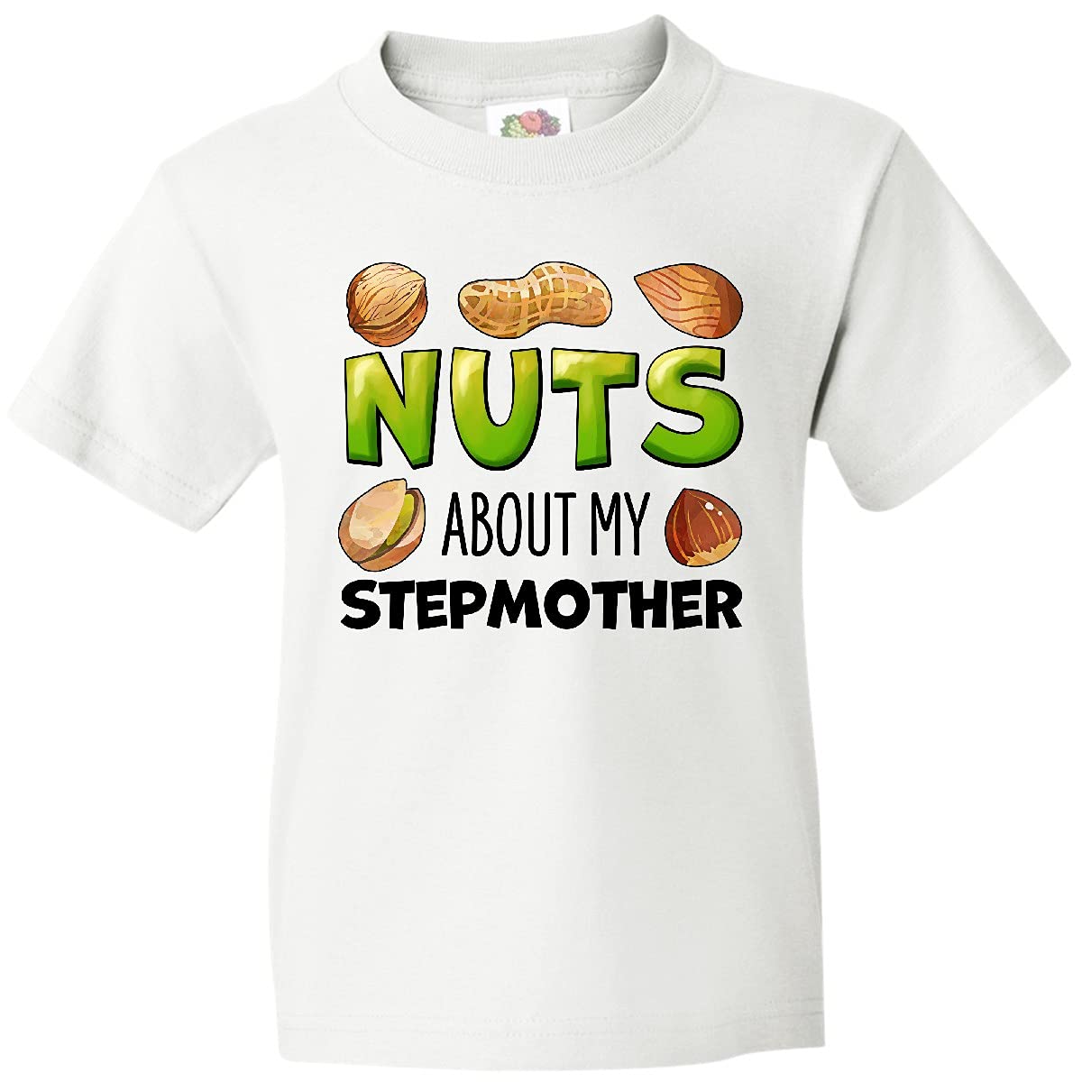 Funny Nuts About My Stepmother Graphic T-Shirt for Kids & Teens - Peanut, Almond, Pistachio Design - Perfect for Family Reunions & Stepfamily Gifts