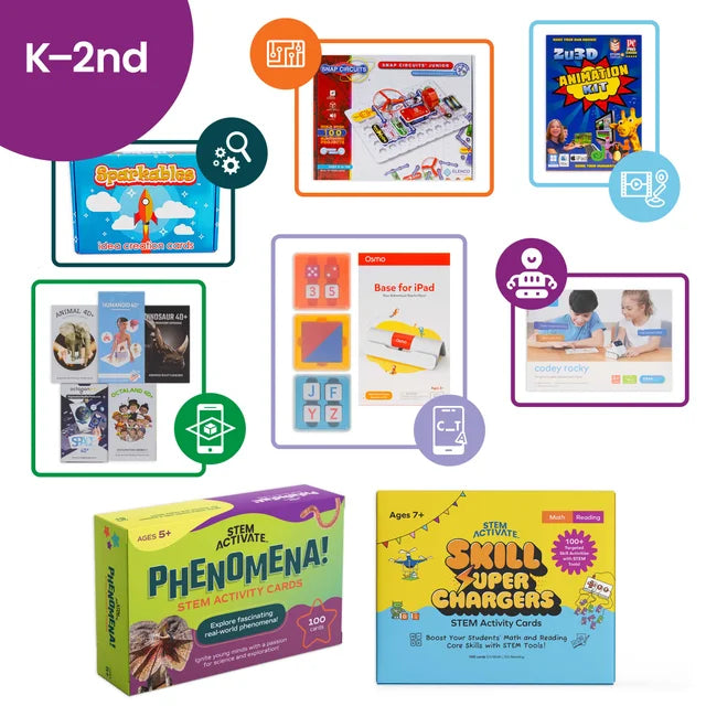 STEM Learning Kit for Kids (Kindergarten to 2nd Grade) - Complete Educational Package for Science, Technology, Engineering & Math - Perfect for Classroom Activities & Homeschooling