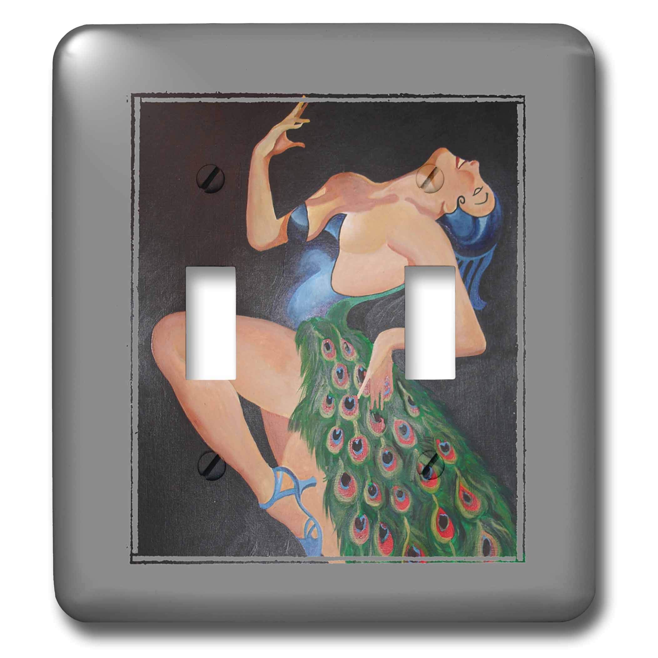 3D Rose Woman Peacock Party Double Toggle Switch - Decorative Light Switch Cover for Home, Bedroom, Bathroom & Office Decor
