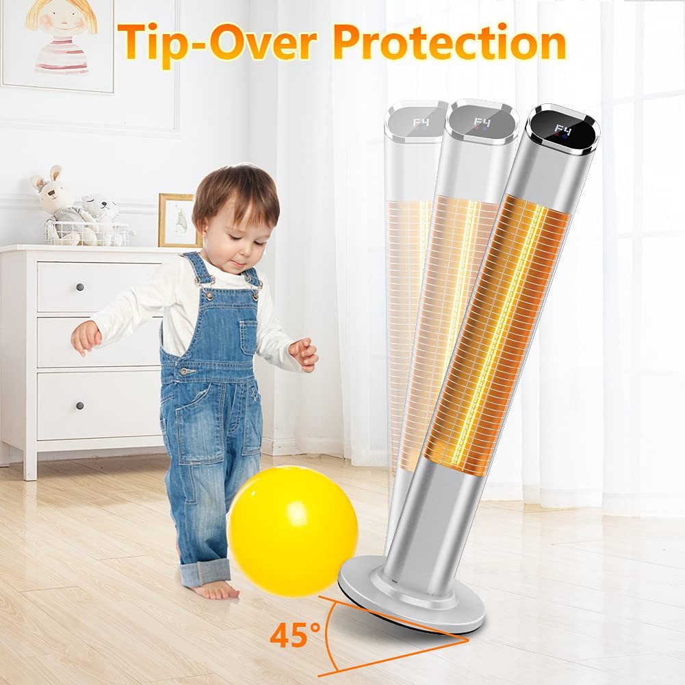 1500W/750W Electric Infrared Patio Heater with Remote Control - Outdoor & Indoor Space Heater with 24H Timer, Waterproof Design, Tip-over & Overheat Protection - Perfect for Backyards, Decks, Garages and Patios