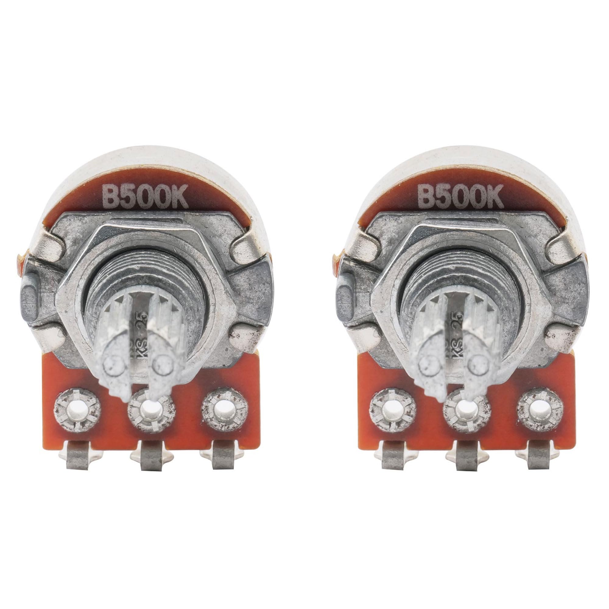 Musiclily 15mm 500K Short Split Shaft Linear Taper Potentiometer - Mini Guitar Volume/Tone Control Pots (Pack of 2) - Perfect for Electric Guitar, Bass & DIY Audio Projects