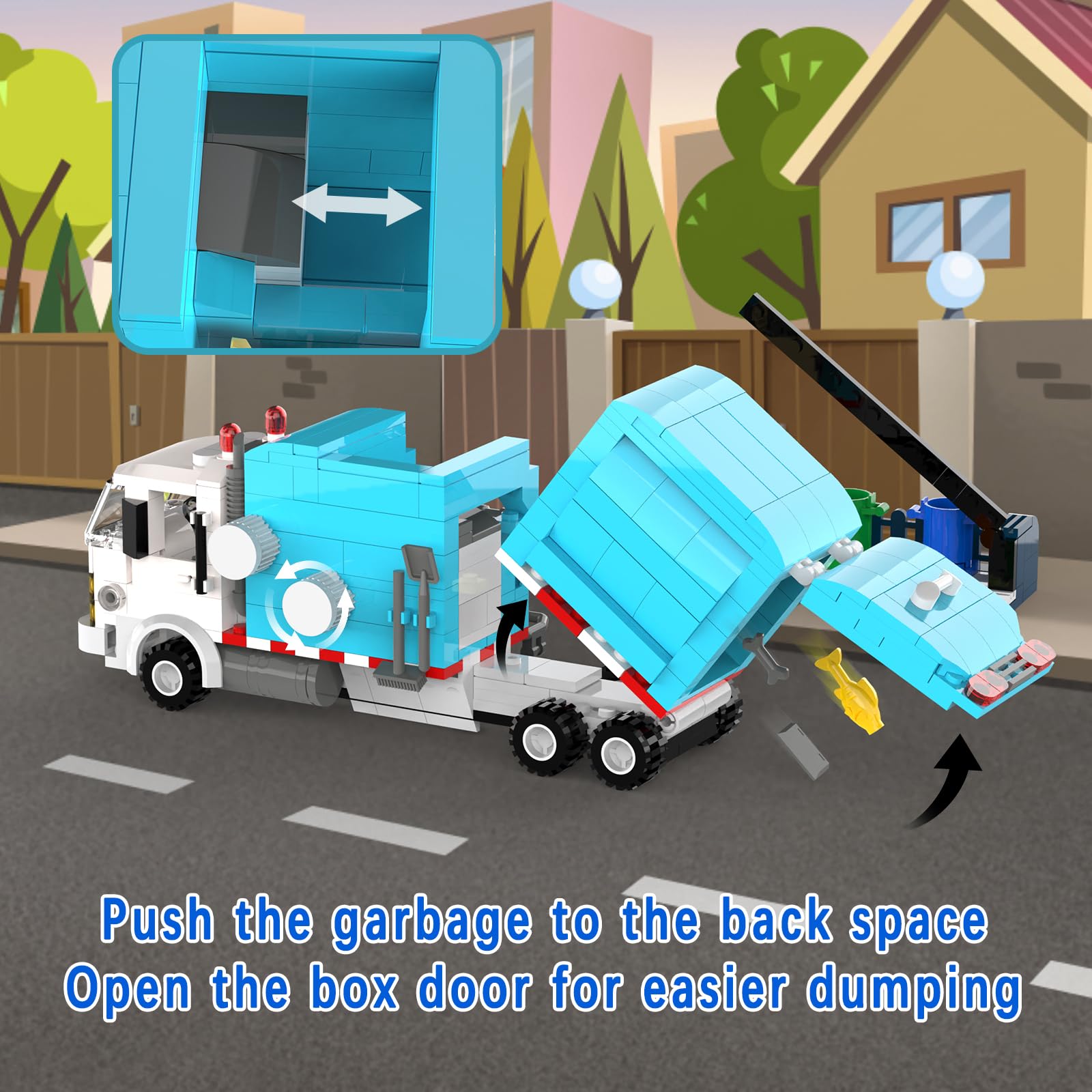 Tenhorses Garbage Truck Building Set - 432PCS Recycling Truck Toy with 4 Sorting Bins & Tipping Platform, STEM Educational Construction Kit for Kids Ages 6+, Perfect Gift for Boys & Girls | Playtime, Birthday & Learning Scenes