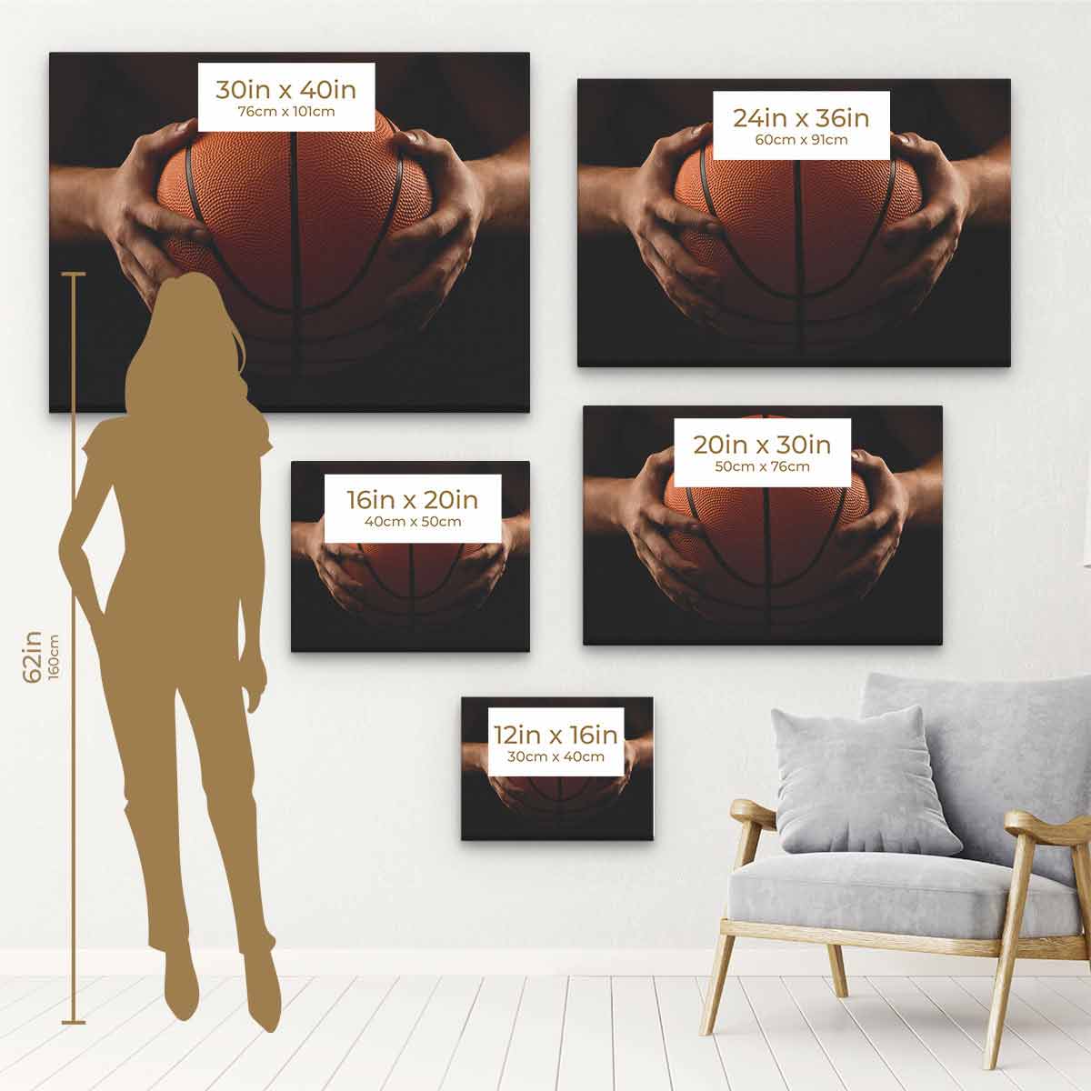 Black Basketball Wall Art Canvas 3649 - Modern Sports Decor for Home, Office & Gym - Perfect for Basketball Fans & Sports Enthusiasts