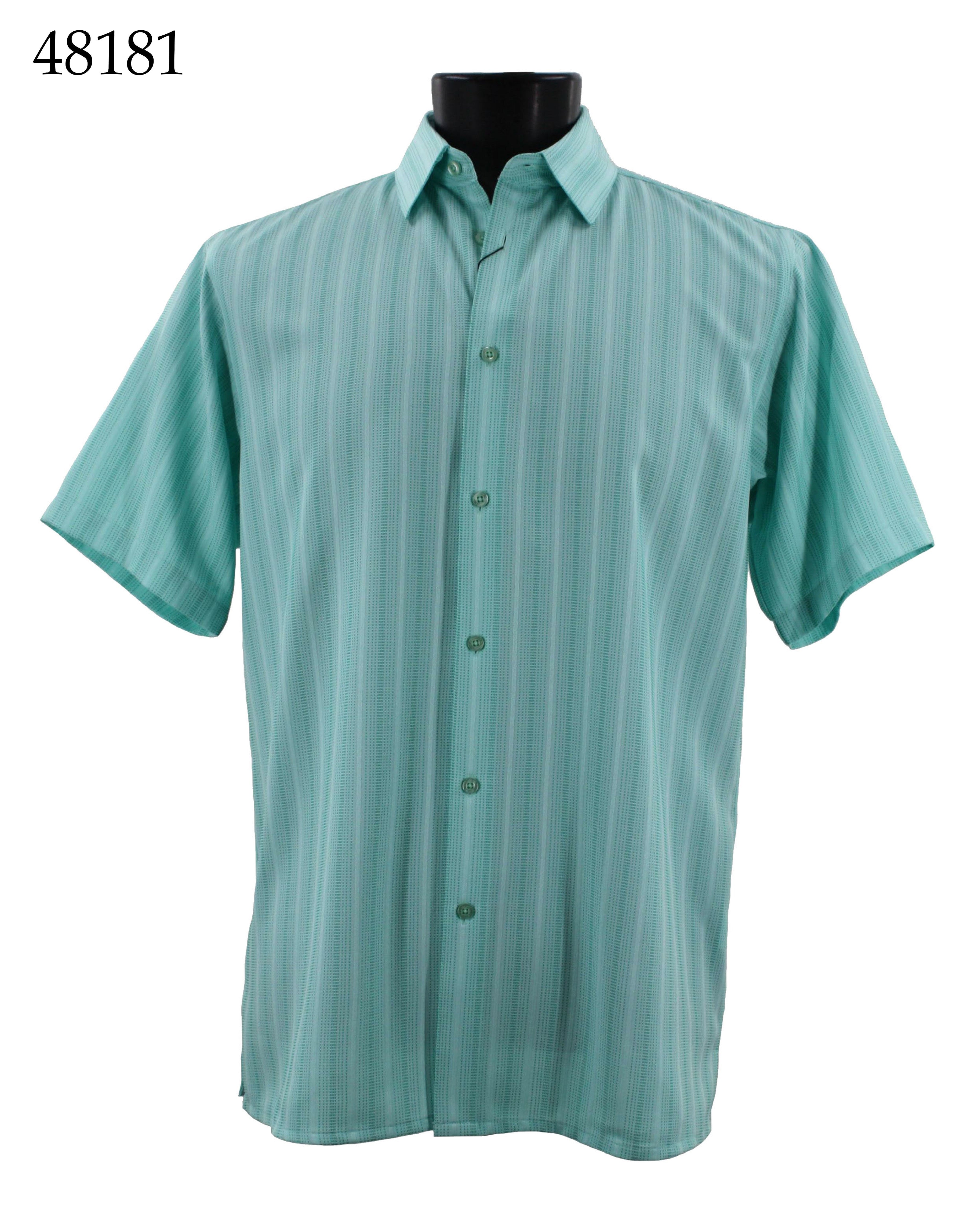Bassiri Men's Casual Short Sleeve Shirt 48181 - Breathable Cotton Comfort Fit for Summer, Outdoor Activities & Travel