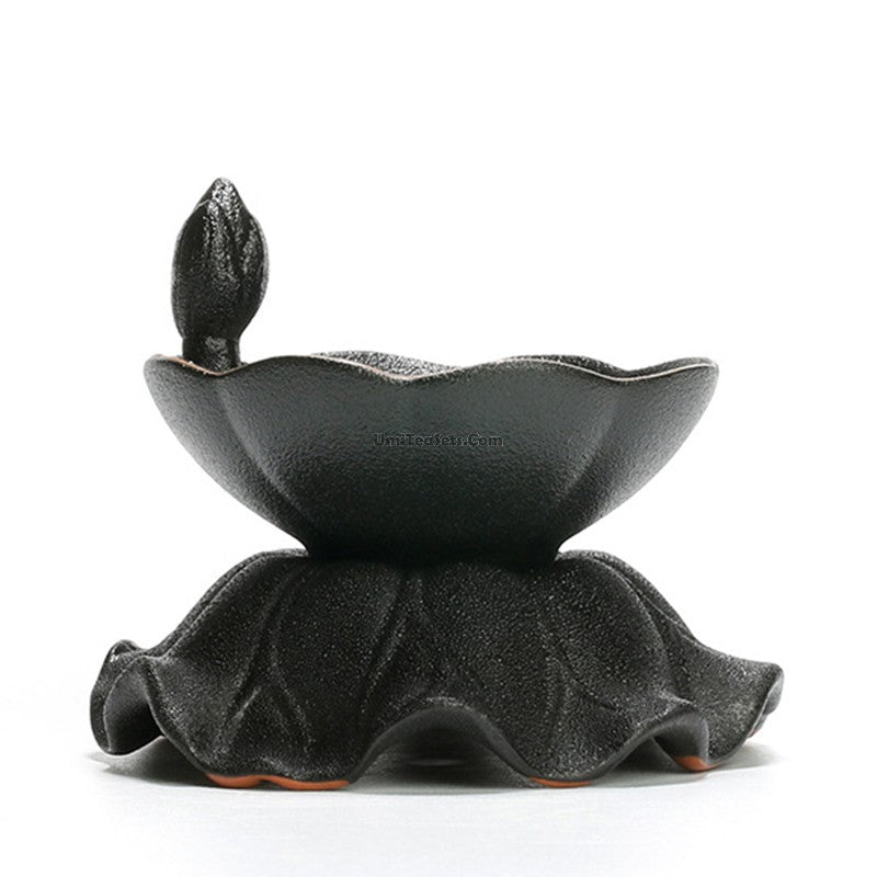 Vintage Coarse Pottery Tea Strainer with Holder - Handmade Ceramic Tea Infuser for Loose Leaf Tea - Perfect for Tea Lovers, Home Brewing & Gift Giving