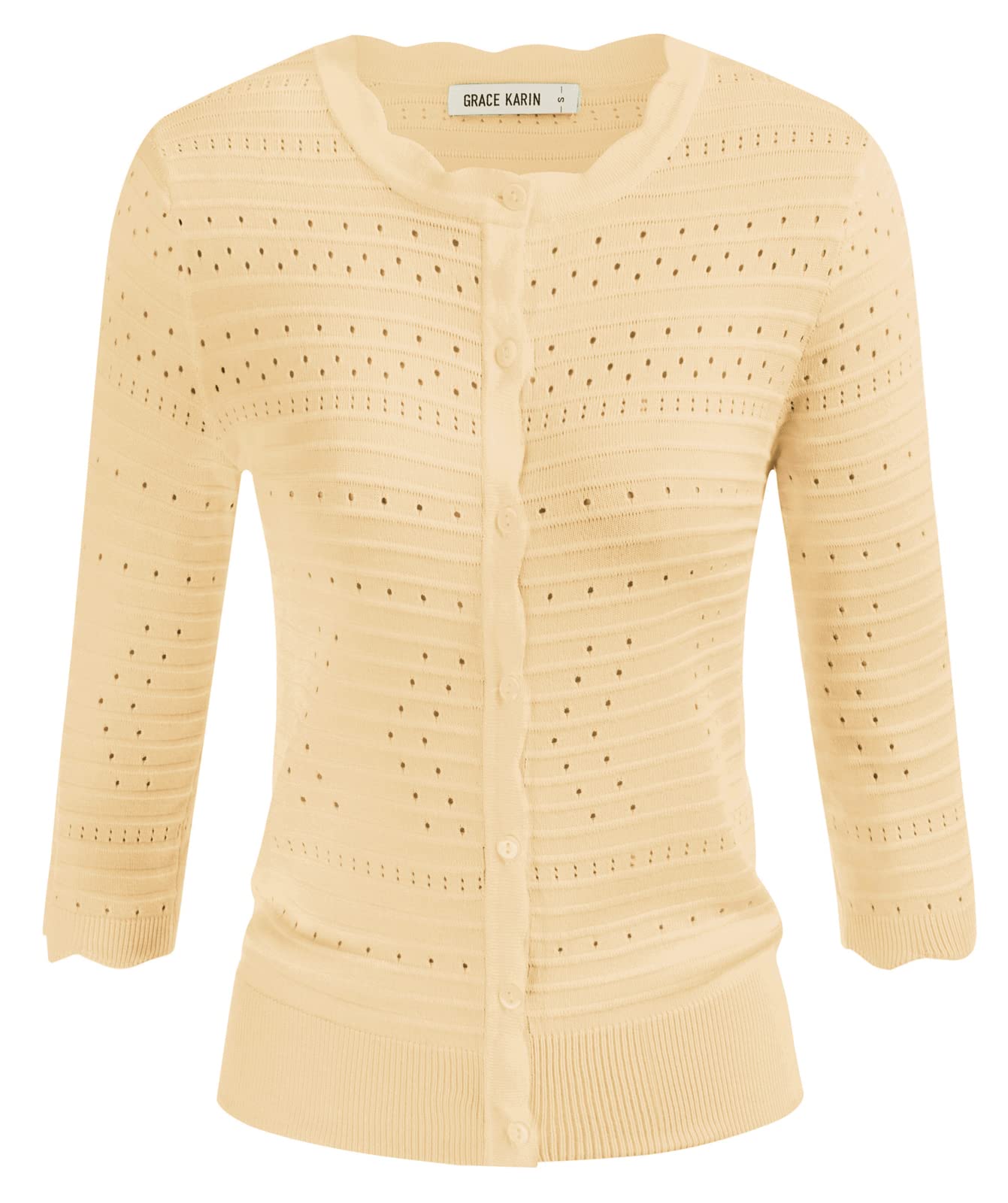 GRACE KARIN Women's Button Down V-Neck Long Sleeve Ribbed Knit Cardigan Sweater | Casual Office Wear & Fall Layering Essential