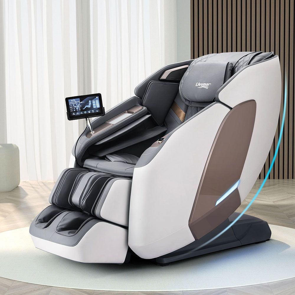 Livemor 4D Massage Chair with Double Core Mechanism - Full Body Electric Recliner with Zero Gravity, Heat Therapy & Air Compression - Perfect for Home, Office & Relaxation (Melisa White)