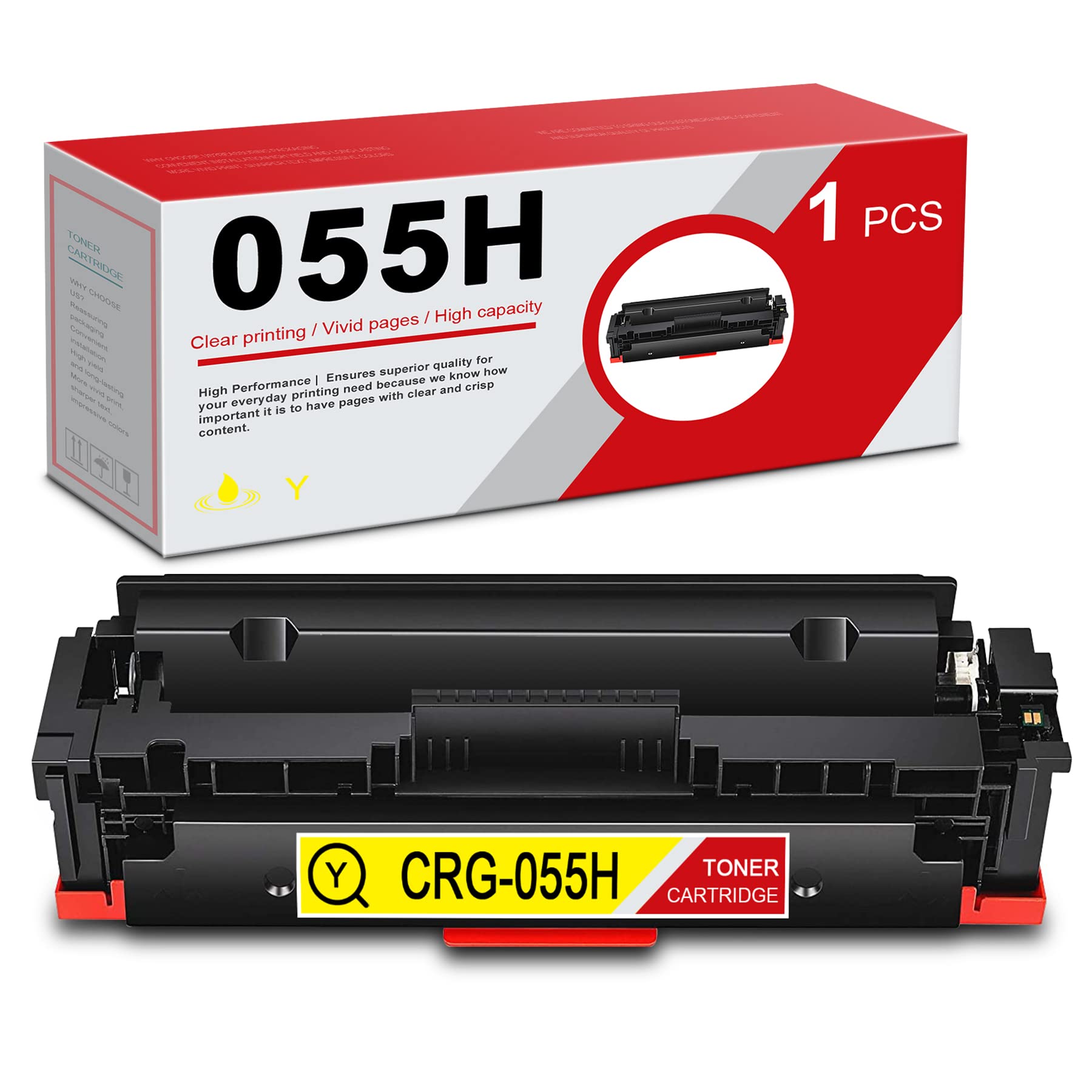 High Yield Compatible 1-Pack 055H Yellow CRG055H Toner Cartridge Replacement for Image Class MF746Cx Printer - Perfect for Office Printing & Bulk Document Copying