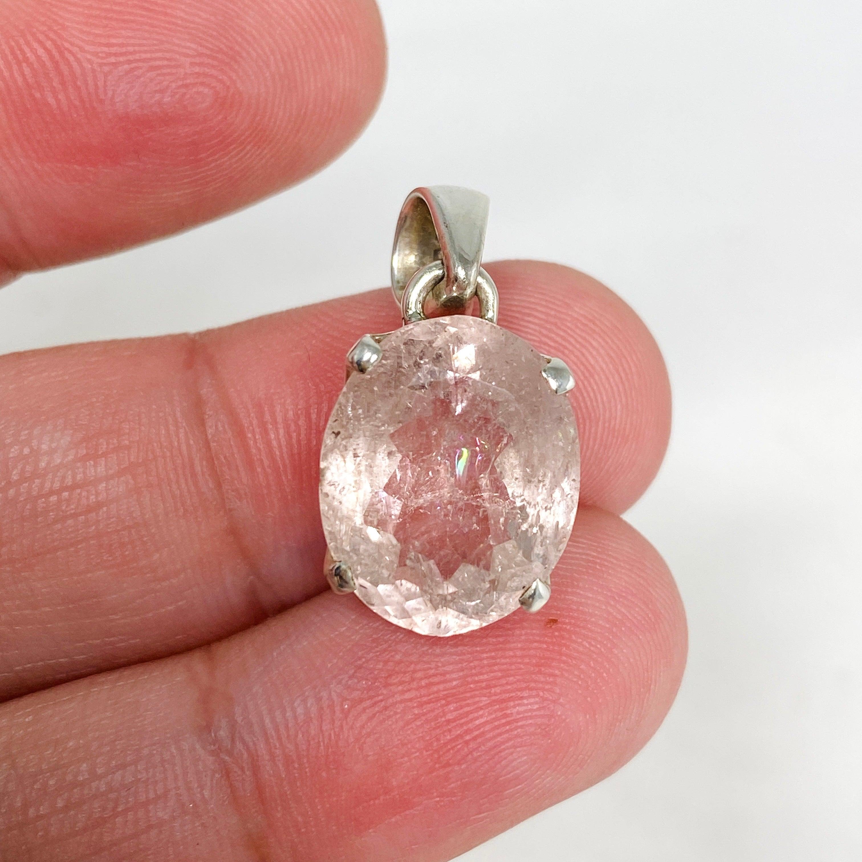 Morganite Faceted Oval Pendant Necklace PPGJ687 - Elegant Jewelry Gift for Women, Perfect for Weddings, Anniversaries & Special Occasions