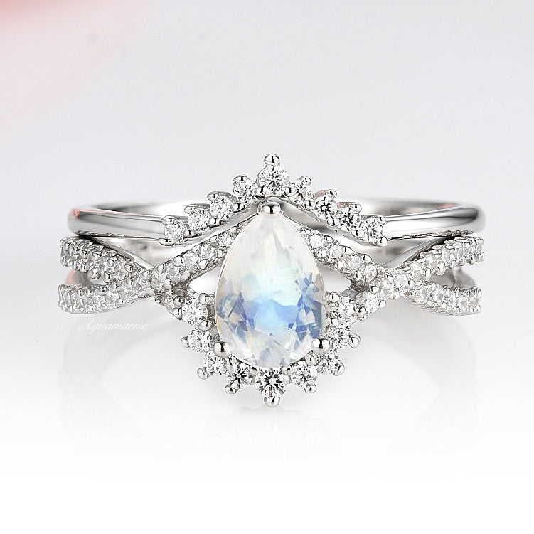 Alice Moonstone Ring Set - Sterling Silver Women's Jewelry for Everyday Wear & Gift Giving | Boho Chic & Elegant Style