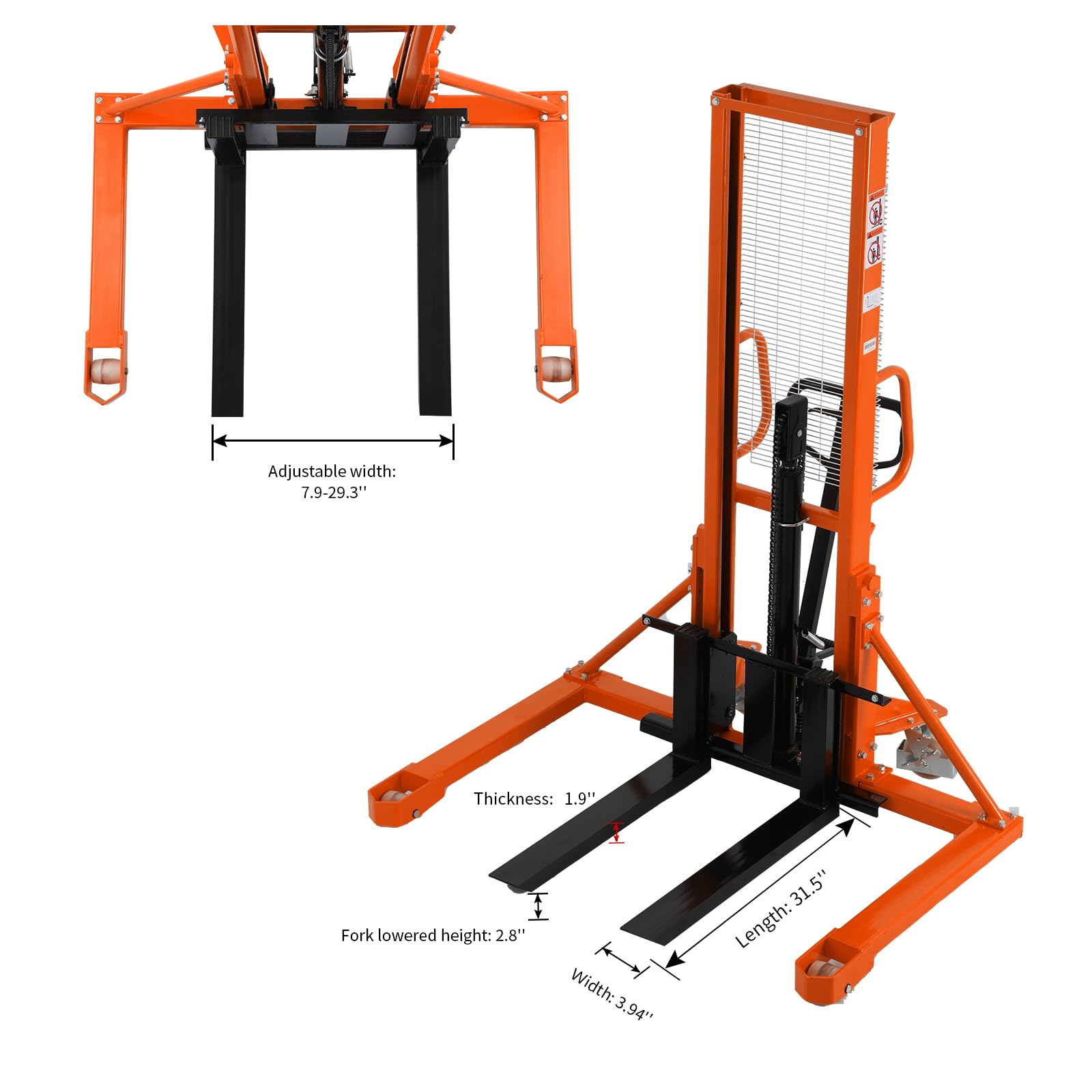 Tory Carrier Manual Pallet Stacker - 1100lbs Capacity, 63