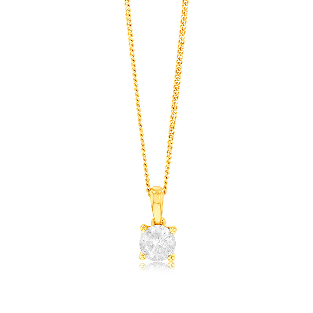 9ct Yellow Gold 3/4 Carat Diamond Pendant Necklace for Women - Elegant Solitaire Diamond Jewelry Gift for Anniversary, Valentine's Day & Special Occasions