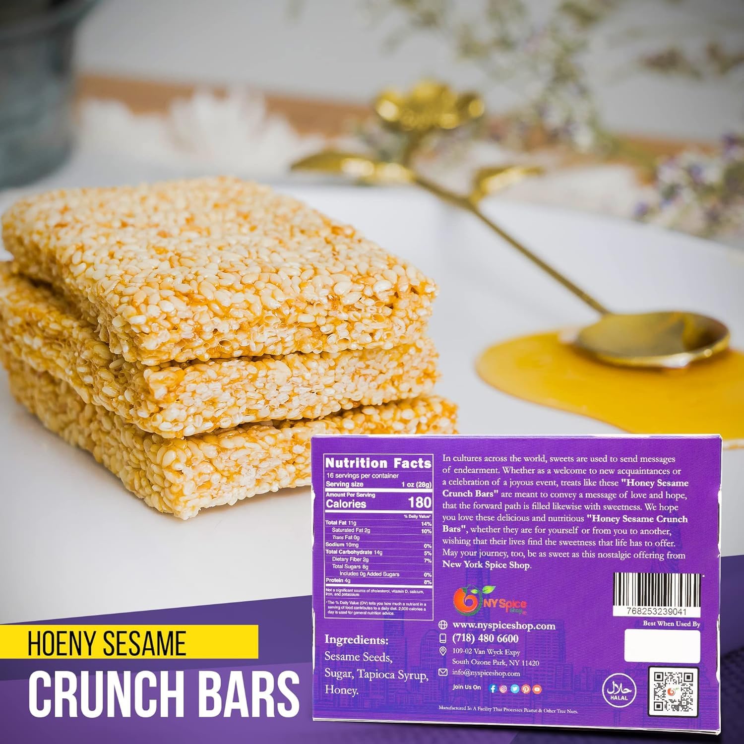 NY SPICE SHOP Premium Sesame Honey Candy Bars - 5 Pound Bulk Pack of Crunchy Sesame Snacks with Natural Honey - Perfect for Gifts, Parties & Healthy Snacking