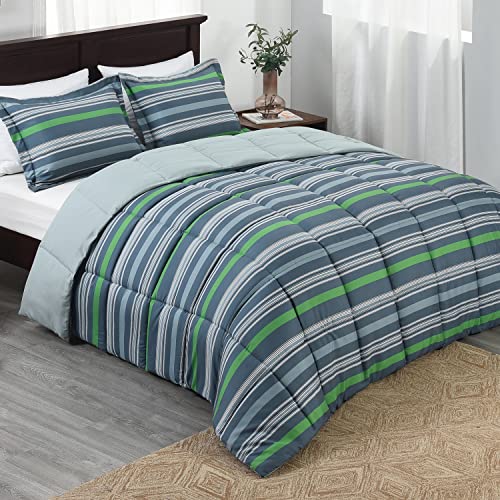 Printed Stripes - Green/Grey