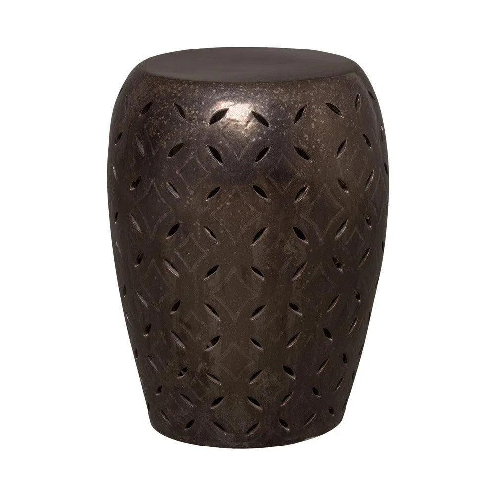 21 Inch Decorative Lattice Garden Stool - Outdoor Patio Furniture for Garden, Porch, and Poolside Decor