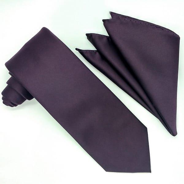 Elegant Plum Tie and Pocket Square Set for Men - Perfect for Weddings, Prom, and Formal Events