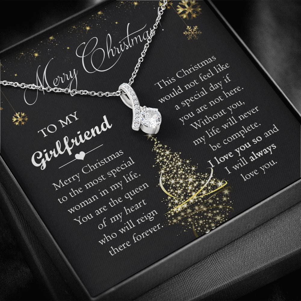 Romantic Christmas Necklace for Girlfriend - Future Wife Gift from Boyfriend - Engraved Fiance Present - Perfect for Holiday Proposals & Anniversary Celebrations