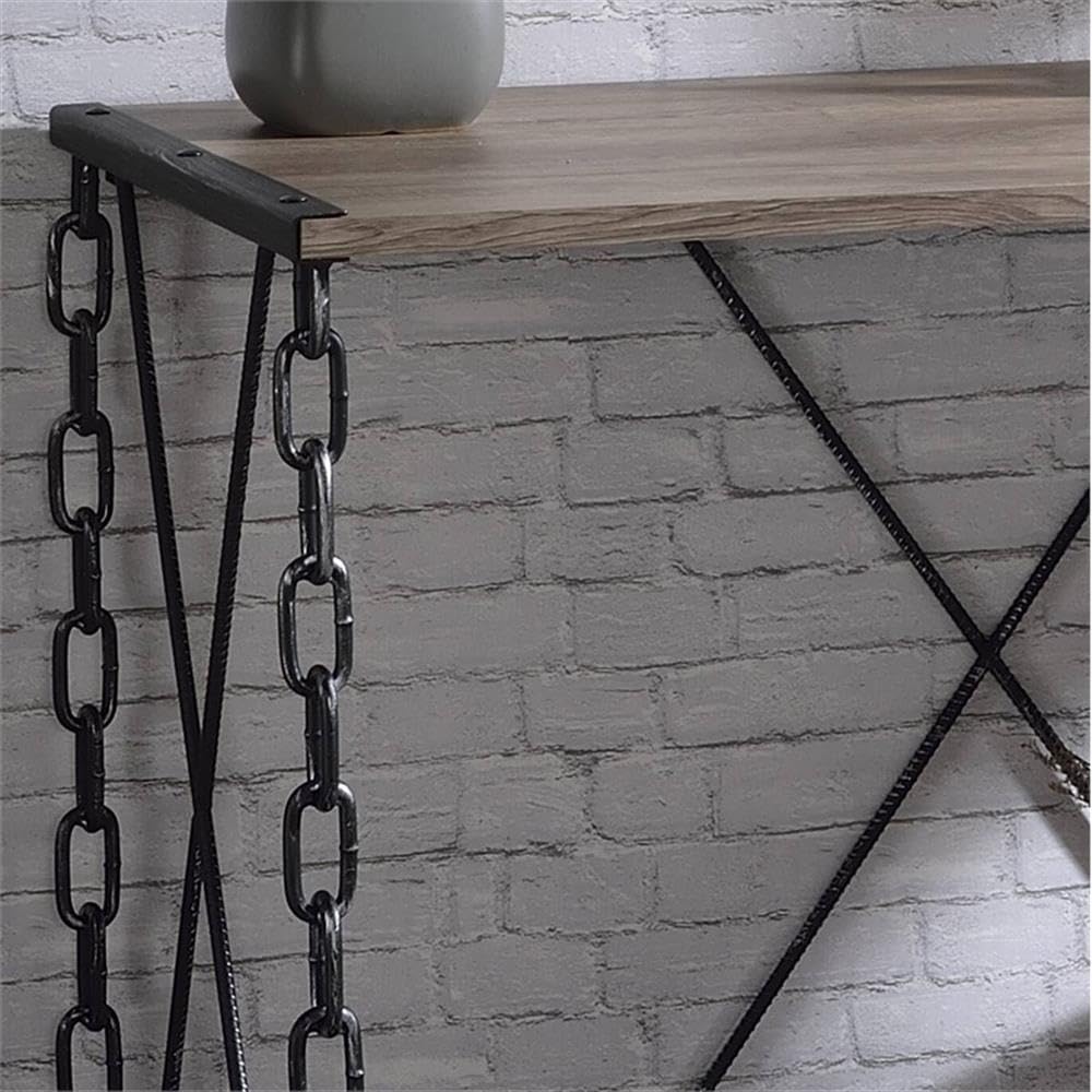 Acme Jodie Console Table - Rustic Oak & Black Finish Entryway Table for Hallway, Living Room & Foyer Decor