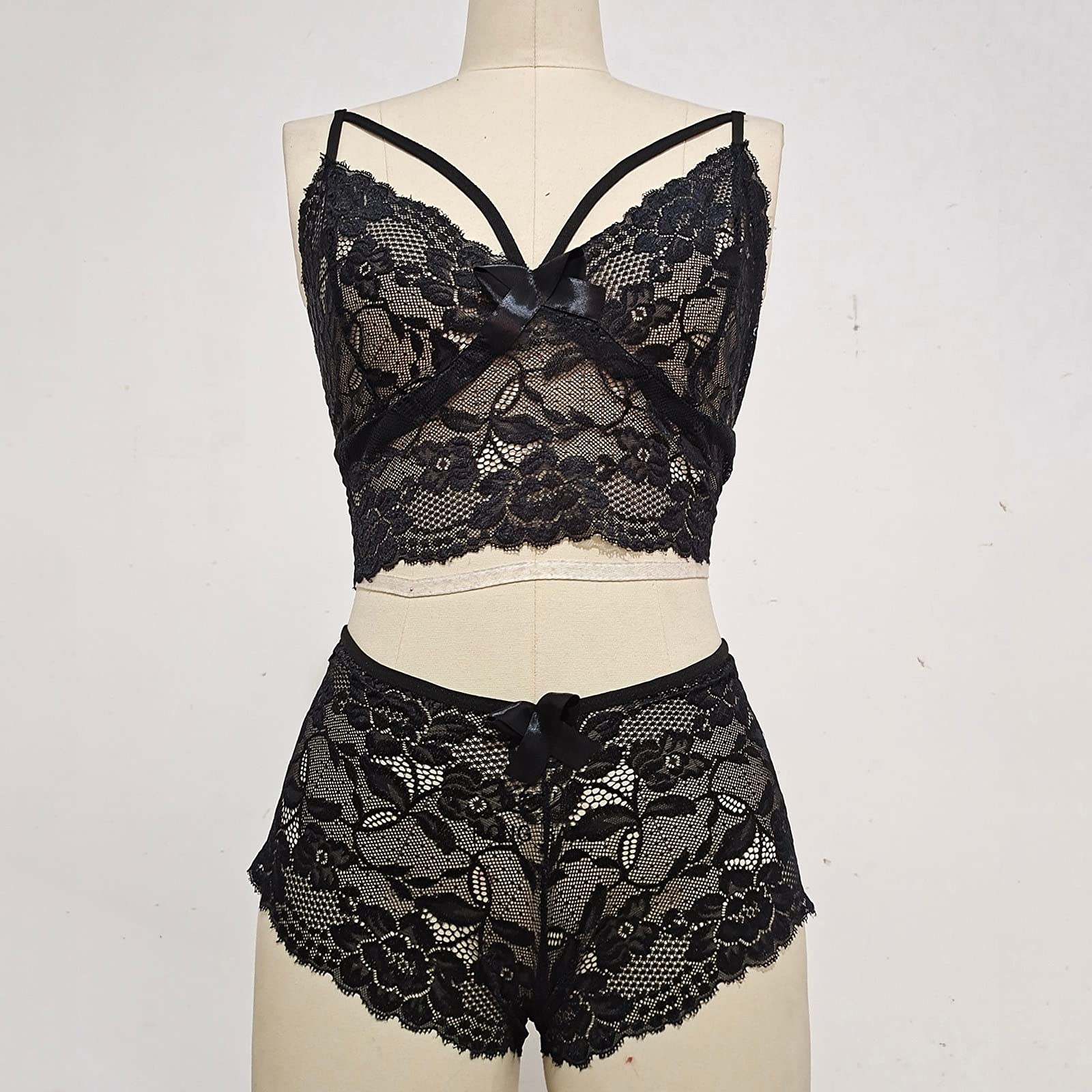 Plus Size Women's Lace Floral Corset Bralette & Panty Set - Comfortable Nursing Nightwear for Maternity & Sleepwear