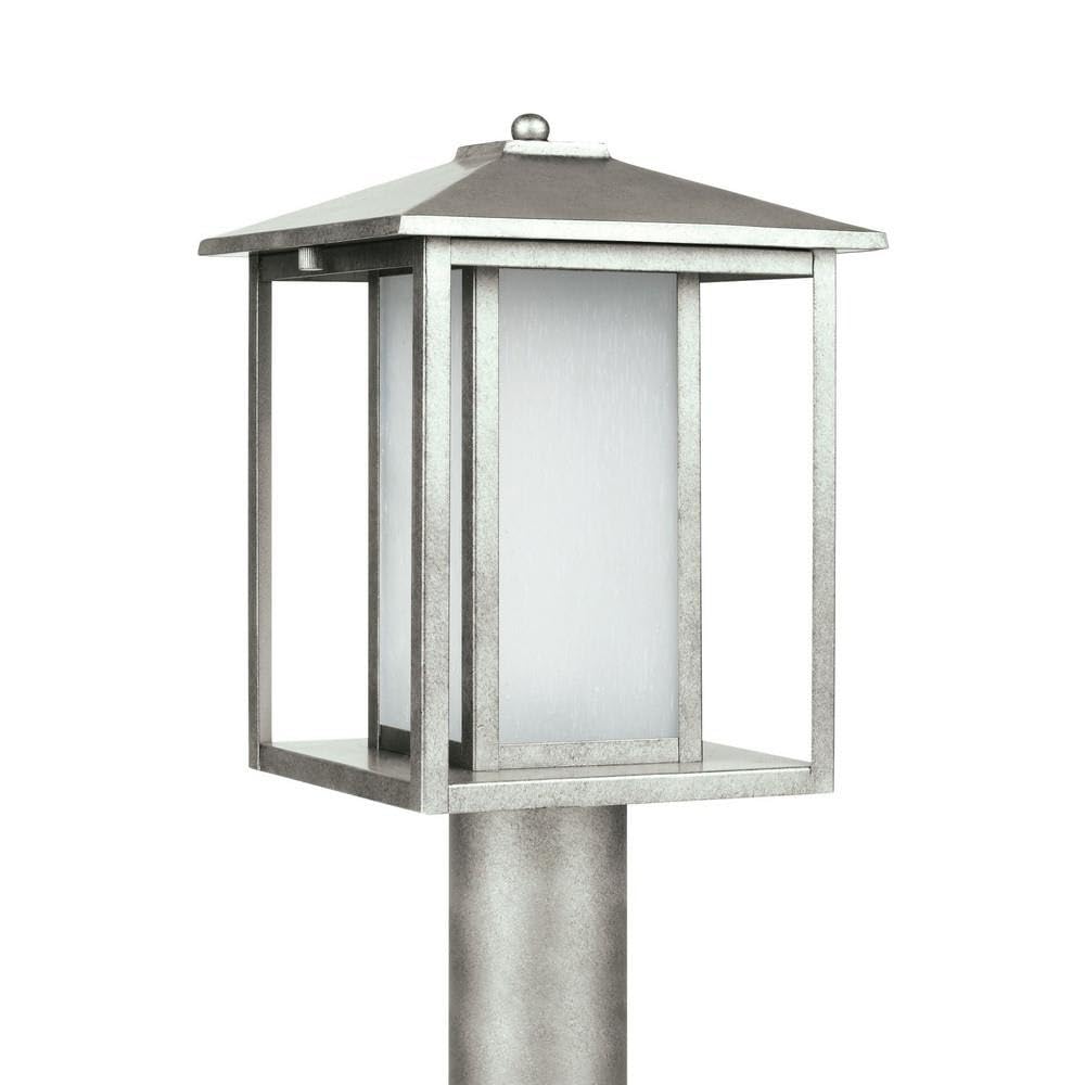 Modern Outdoor Post Lantern with Weathered Pewter Finish - Incandescent Light Fixture for Porch, Garden & Pathway Lighting - 73-Bel-2289057