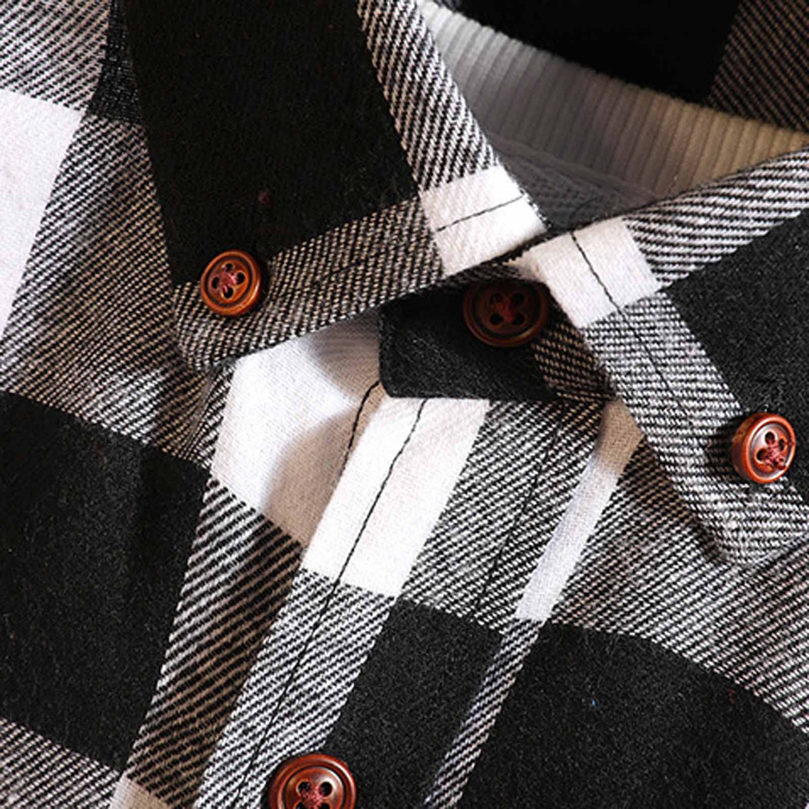 2023 Men's Plaid Button Down Long Sleeve Shirt - Regular Fit Casual & Work Dress Shirt - Spring Chambray Tee for Office, Date Night & Outdoor Activities