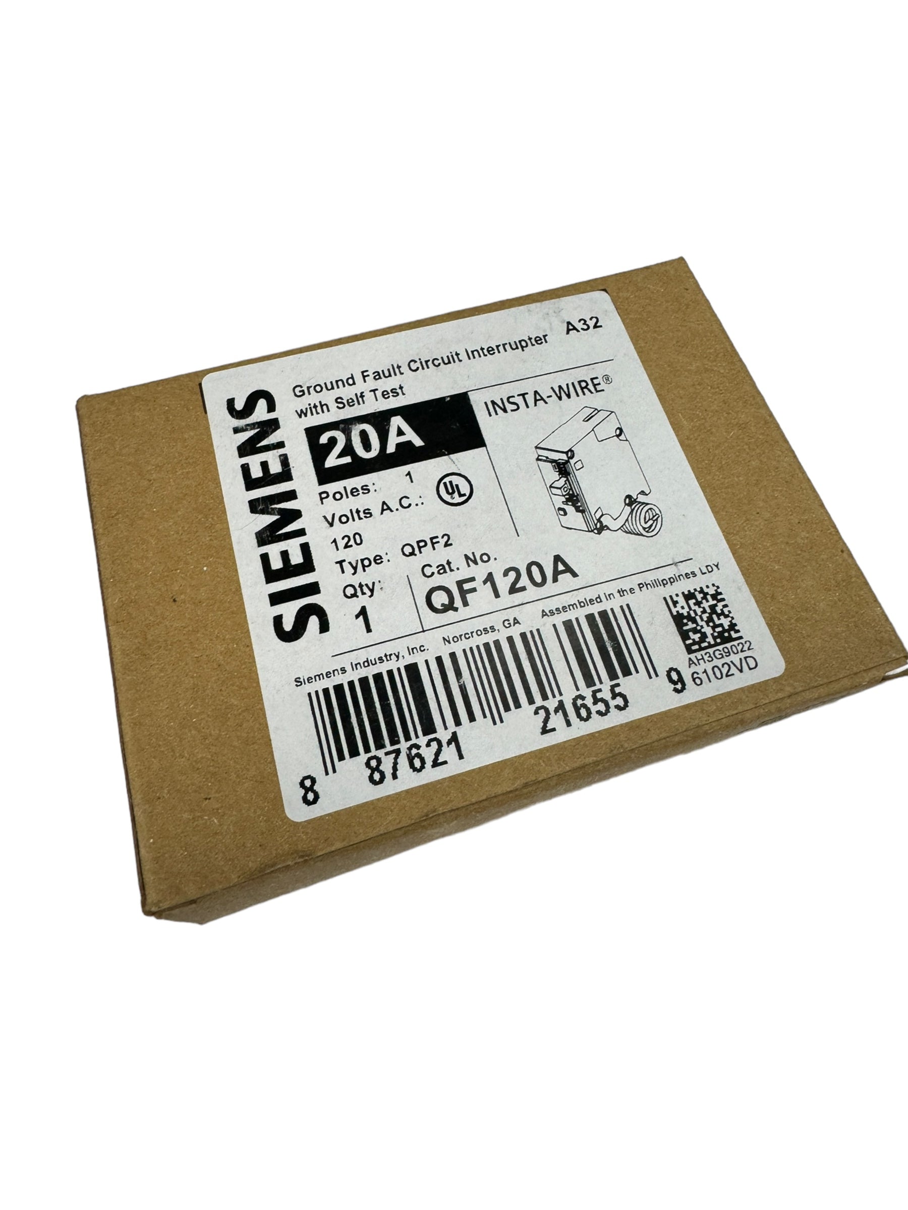 SIEMENS 15 Amp Self-Test Ground Fault Circuit Interrupter (GFCI) Outlet - A32 Series, White - Perfect for Bathrooms, Kitchens & Outdoor Electrical Safety Protection