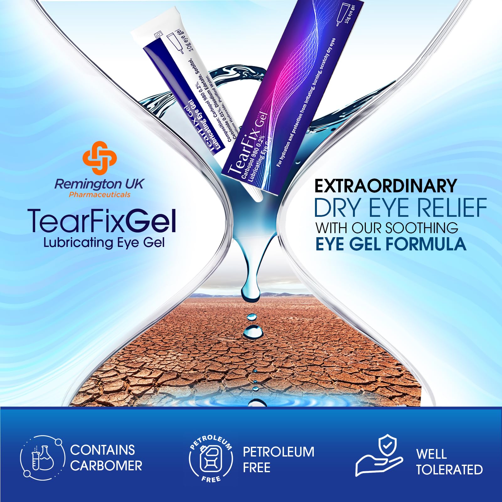 TearFix Carbopol 980 0.2% Lubricating Eye Gel for Dry, Irritated & Tired Eyes - Soothing Eye Drops for Contact Lens Wearers & Computer Users (1 Pack) - Perfect for Nighttime Relief & Office Work
