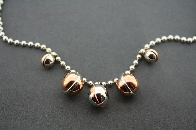 5-Piece Silver & Copper Ball Necklace Set - Elegant Layered Jewelry for Women - Perfect for Everyday Wear, Parties & Gifts
