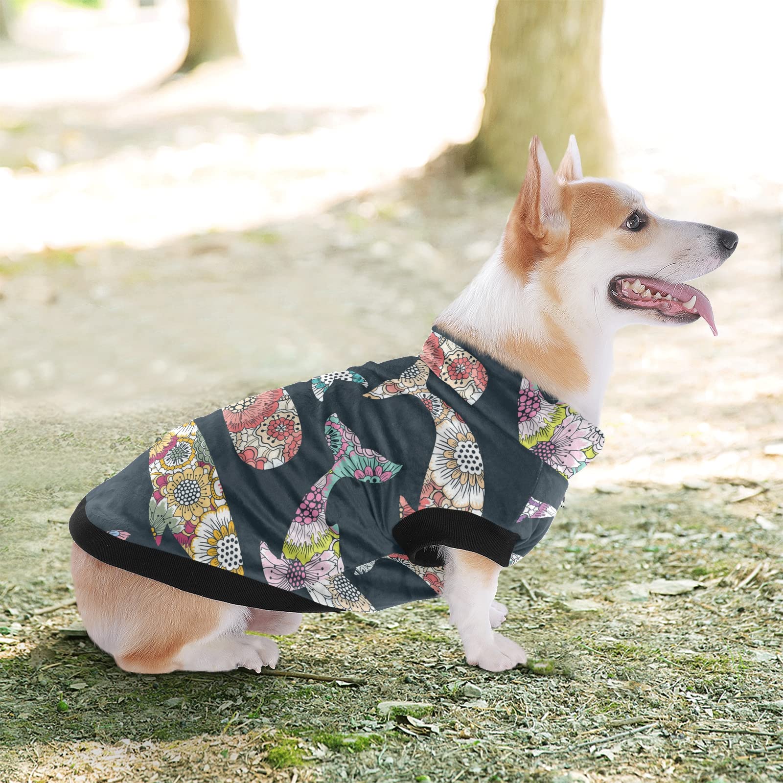 Floral Whales Dog Winter Coat - Warm Windproof Cozy Jacket for Small Medium Large Dogs | Pet Clothes for Cold Weather, Outdoor Walks & Winter Adventures