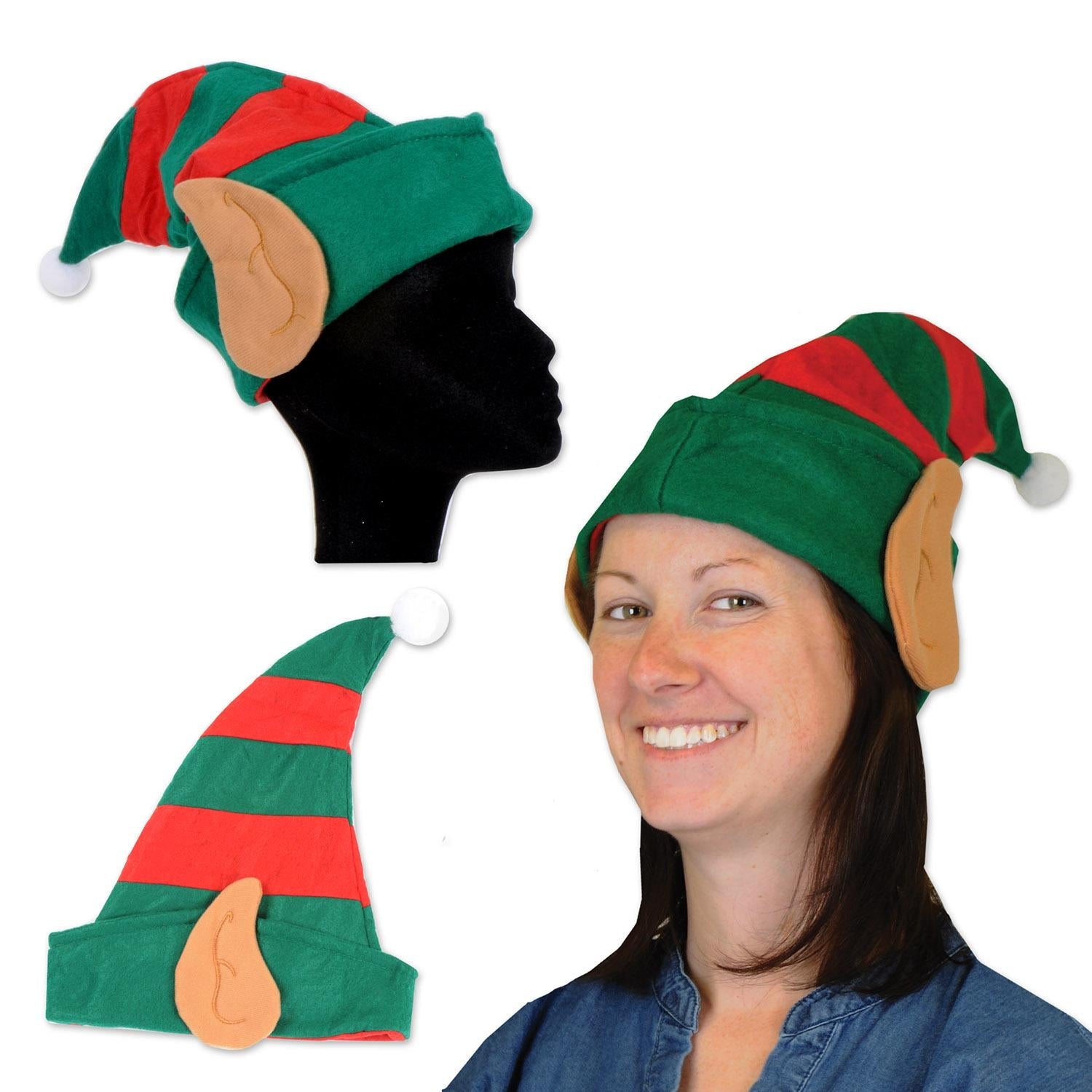 12 Pack Christmas Felt Elf Hats with Ears - Festive Holiday Costume Accessories for Xmas Parties, Caroling & Family Photos