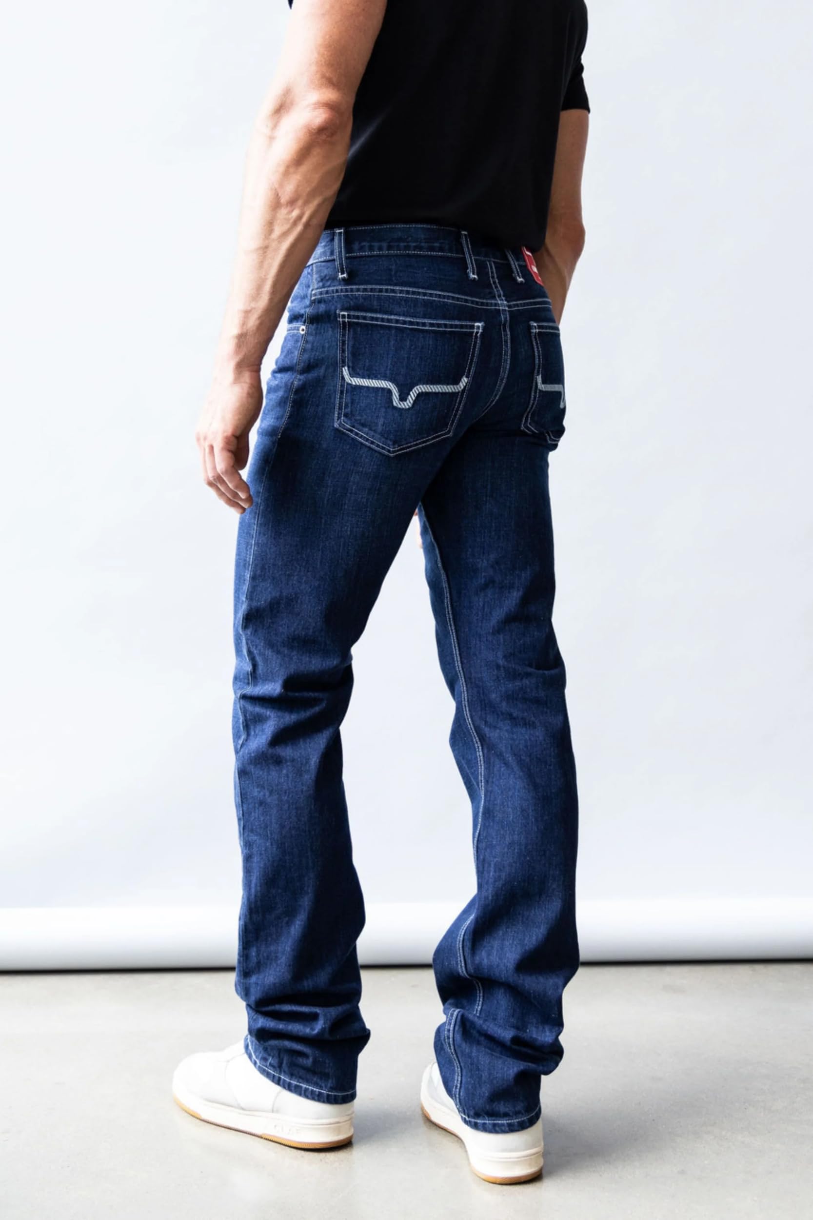 Kimes Ranch Men's Thomas Casual Western Cowboy Jeans - Mid-Low Rise, Straight Fit & Boot Cut - Blue Denim for Everyday Wear and Rodeo Events