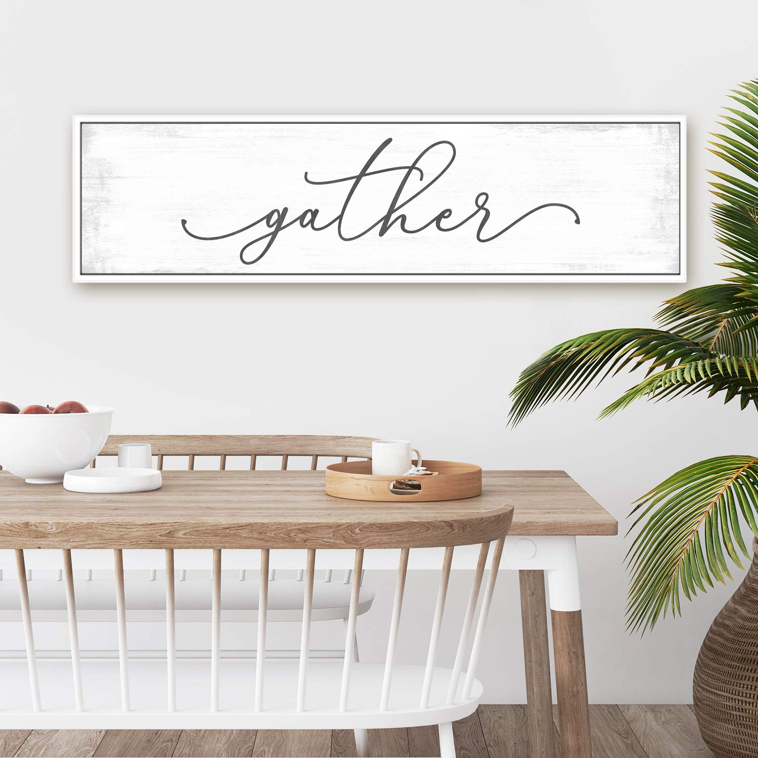 Canvas Family Gather Sign - Ready-to-Hang Wall Art Decor with Classic White Frame 12