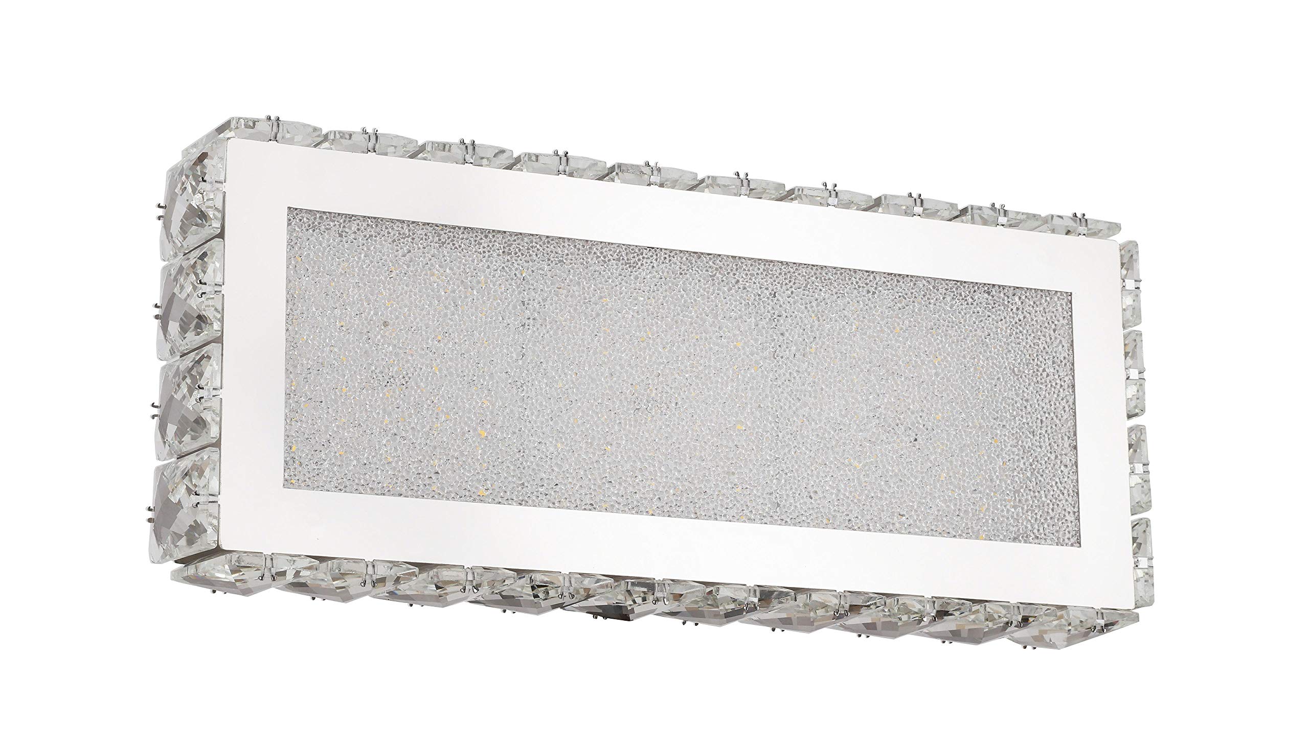 Overstock Chrome Stainless Steel LED Wall Sconce with Clear Crystal Accents - Modern Lighting Fixture for Bedroom, Hallway & Living Room Decor