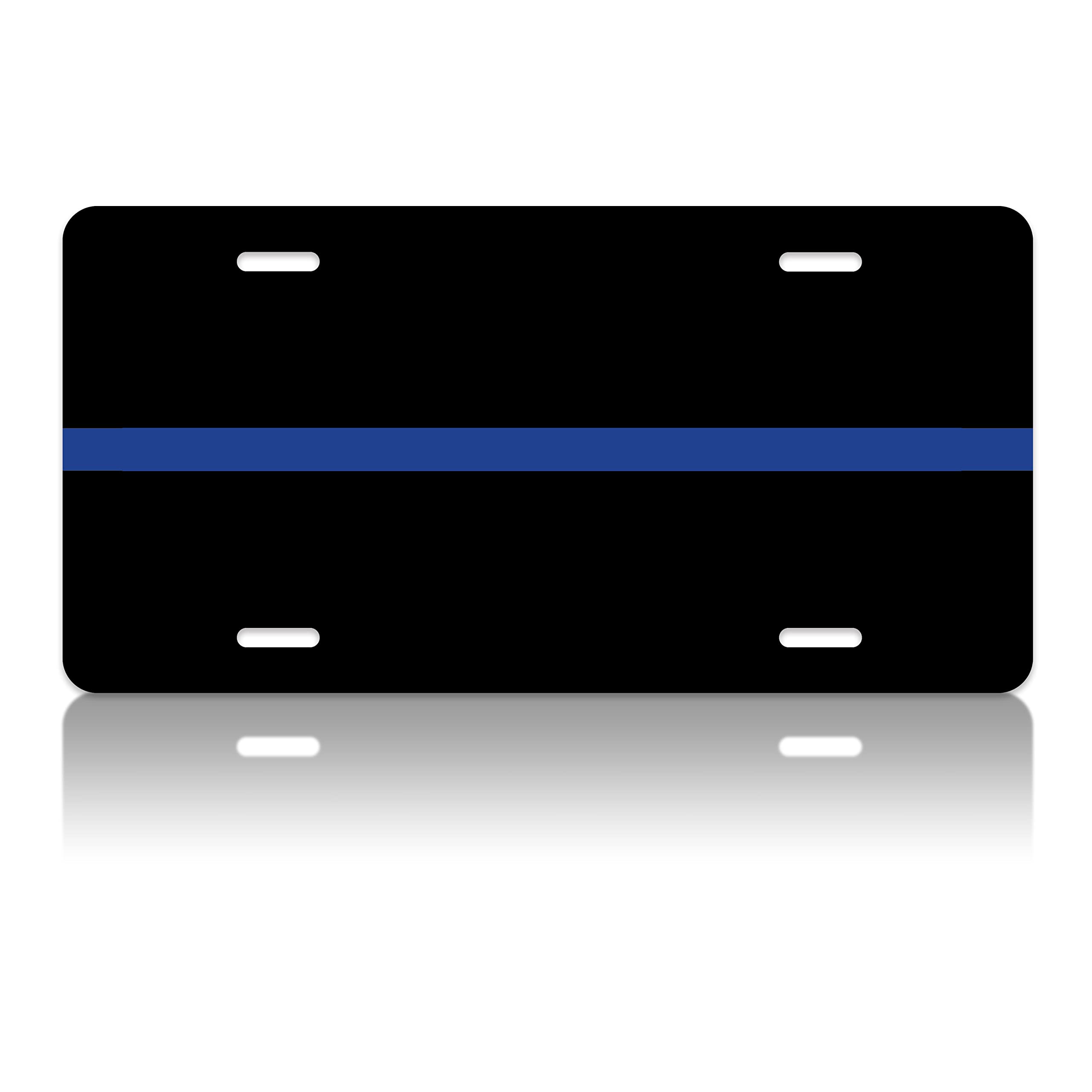 Thin Blue Line Police License Plate Cover - Rust-Proof Stainless Steel Car Front Plate 12.2