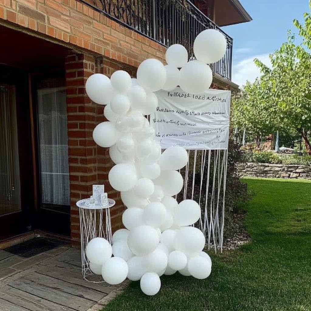 Bezente 100-Pack 12 Inch White Latex Balloons - Premium Round Helium Balloons for Wedding, Graduation, Birthday Parties, 4th of July & Independence Day Decorations - Perfect for Backdrops, Ceiling Decor, and Party Centerpieces