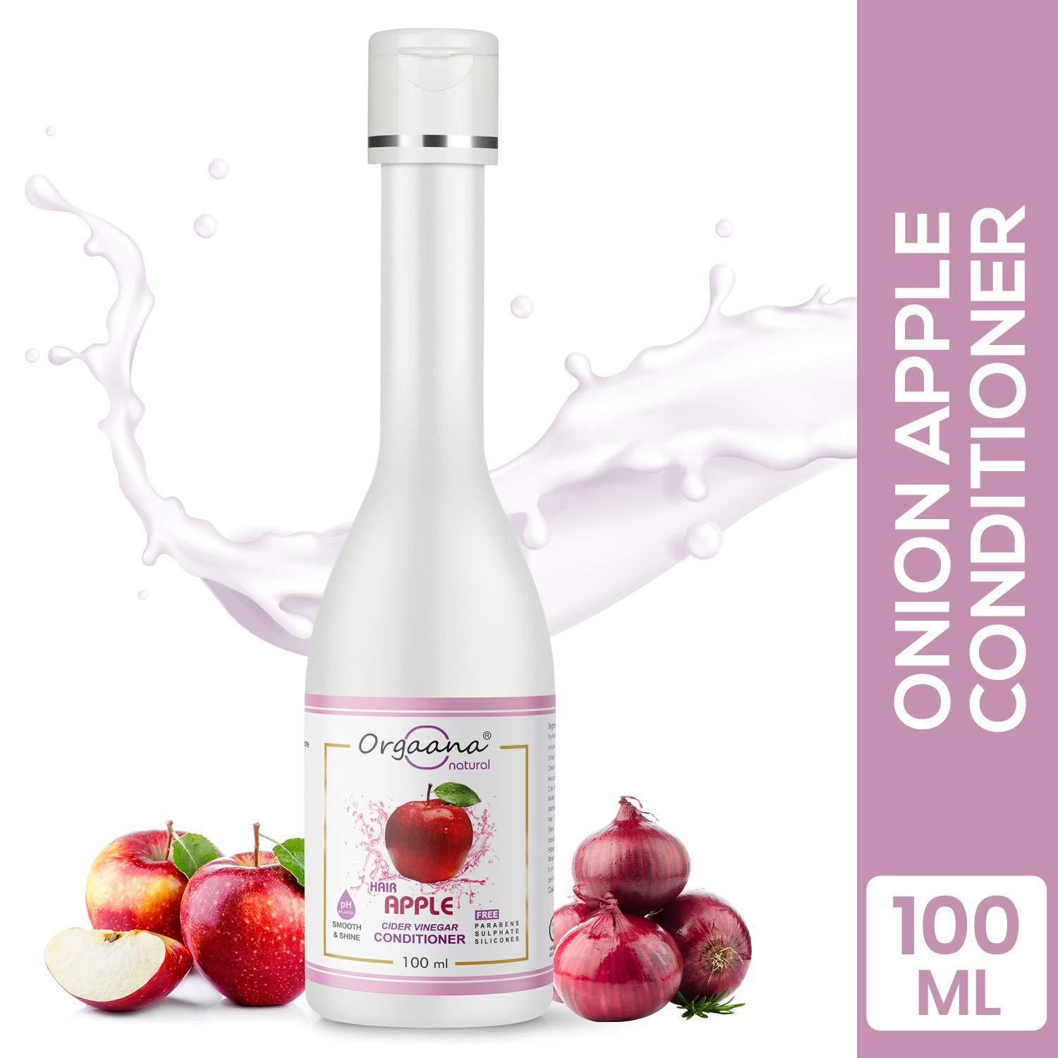 Orgaana Natural Apple Cider Vinegar Hair Conditioner for Dry & Frizzy Hair - Sulfate Free, Paraben Free, Vegan Hair Treatment for Stronger, Smoother Hair - Men & Women (100ml) - Perfect for Daily Hair Care & Salon Quality Results at Home