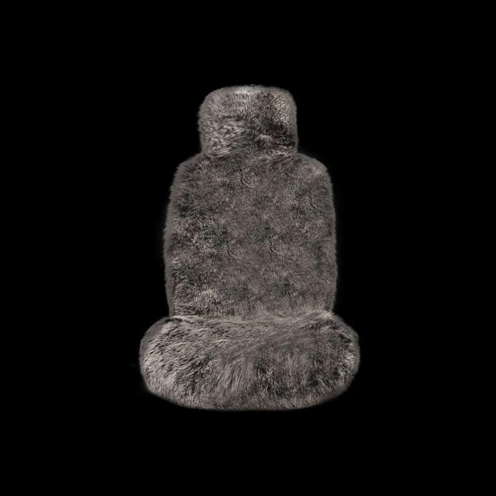 Premium Faux Fox Fur Car Seat Cover - Universal Fit for Cars, SUVs & Trucks - Soft Plush Synthetic Fur Seat Cushion (Black with White Tip) - 1 Seat - Perfect for Winter Comfort & Luxury Interior Upgrade