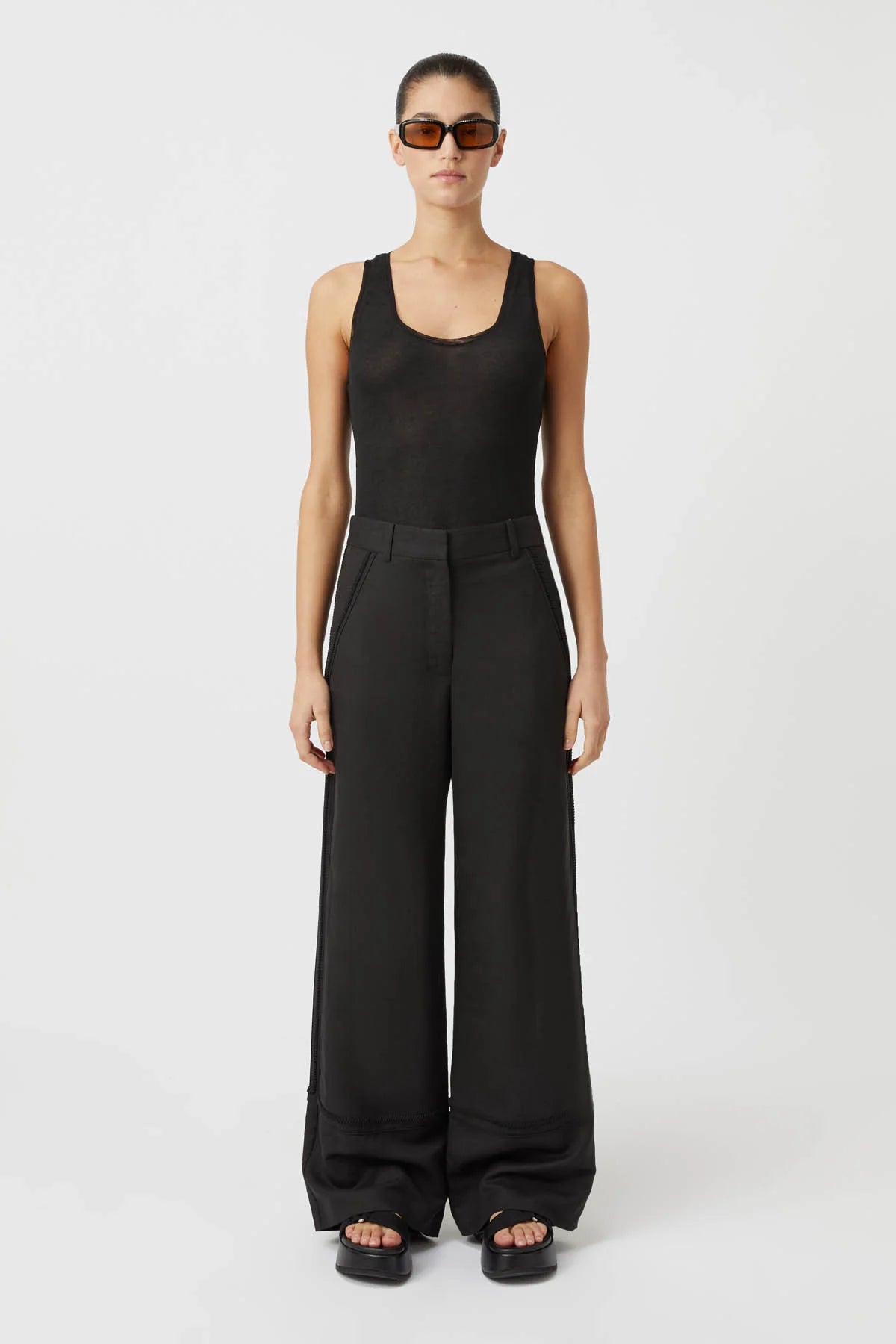 Fortuna Women's Black Stretch Pants - Comfortable High Waist Trousers for Work, Office & Casual Wear
