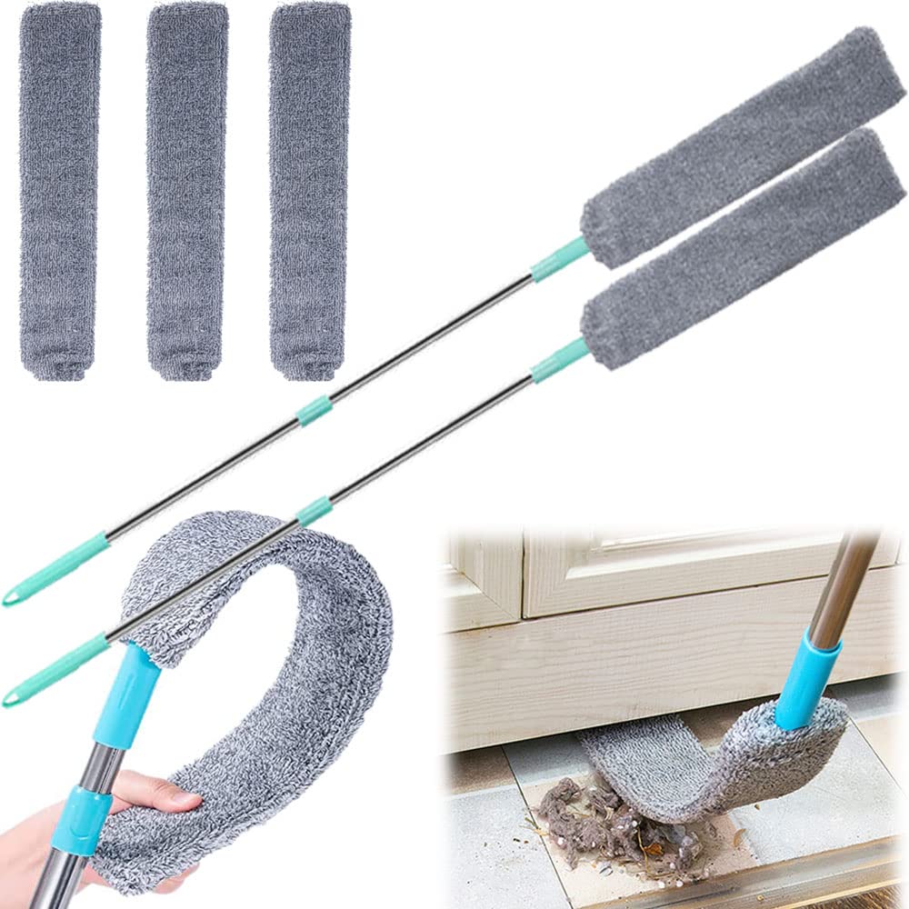 ZHOOCAI Retractable Gap Dust Cleaner - Under Appliance Duster for Wet & Dry Cleaning - Extendable Dust Remover for Tight Spaces (2-Pack) - Perfect for Kitchen Appliances, Furniture Gaps & Hard-to-Reach Areas