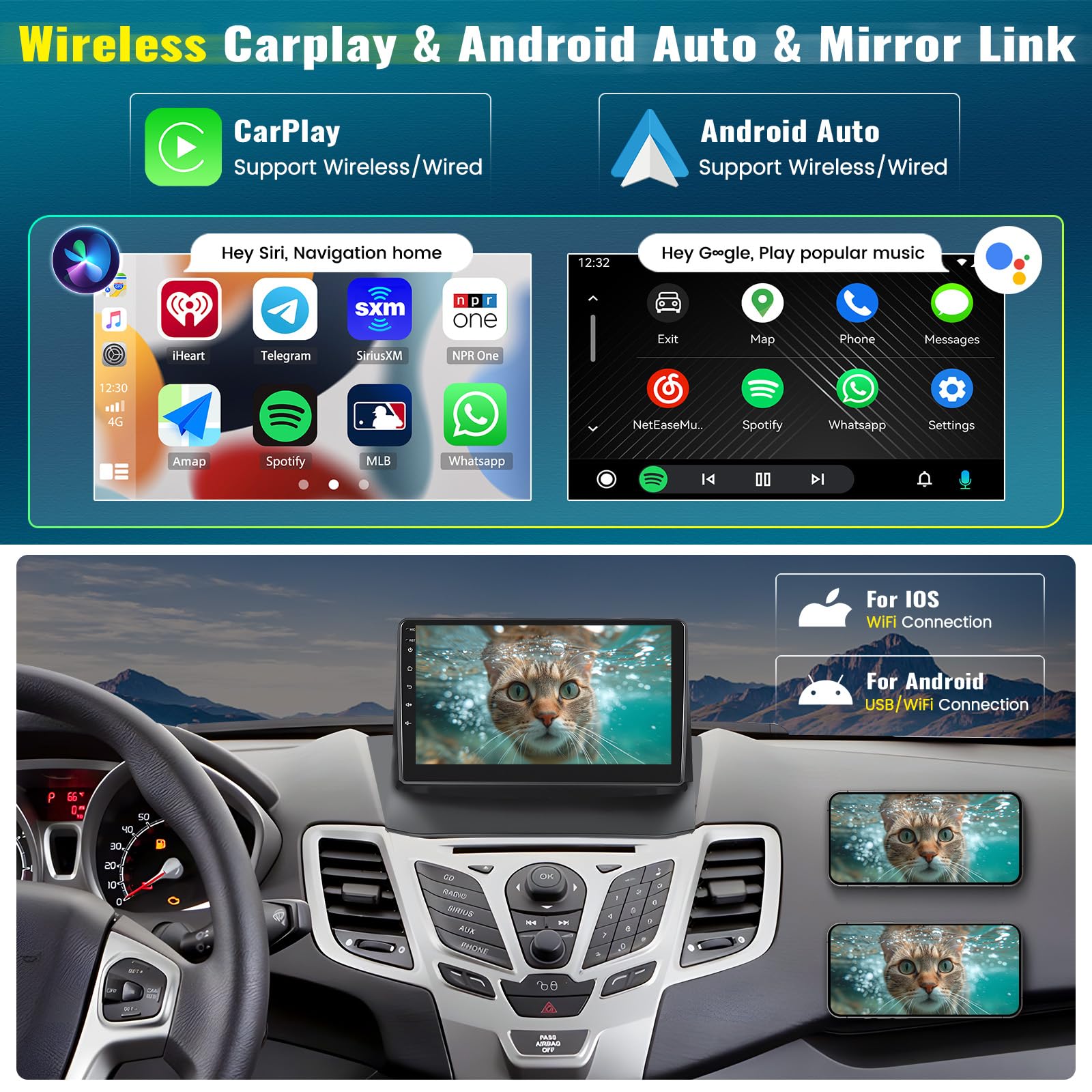 2GB RAM 64GB ROM Android 13 Car Stereo for Ford Fiesta 2009-2014 | CAMECHO 9