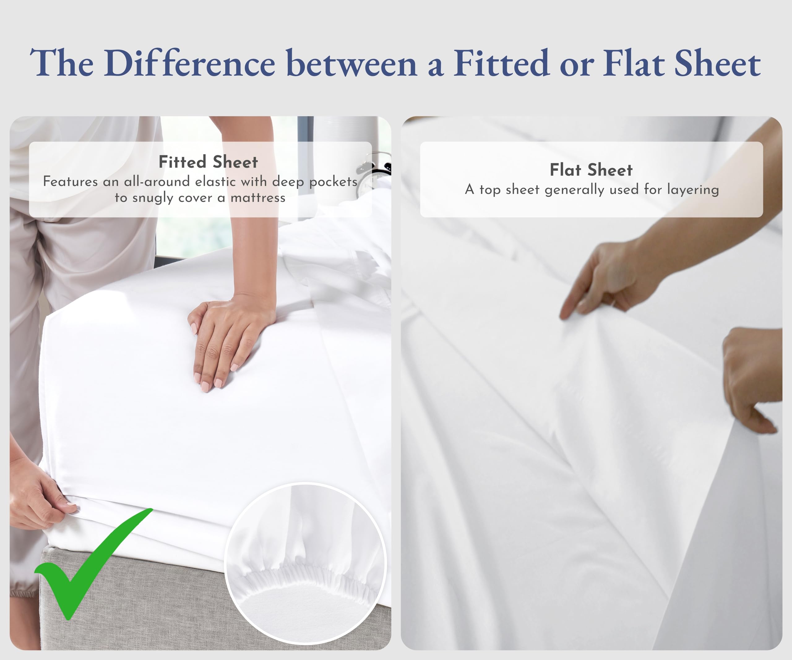 California Design Den King Size Fitted Sheet - 100% Cotton 400 Thread Count Sateen Weave, Deep Pocket 18