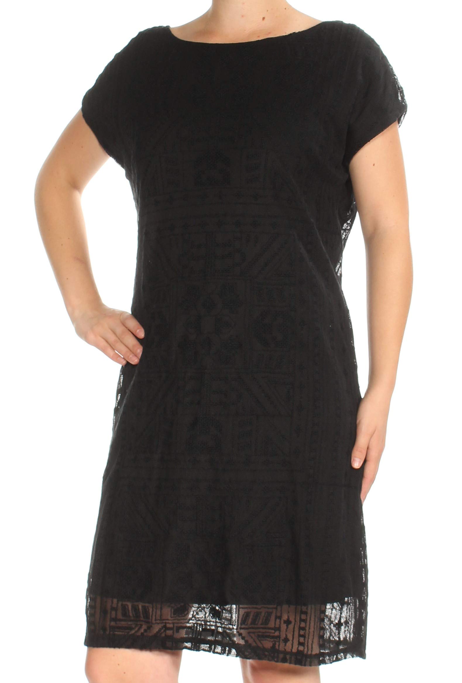 Elegant Women's Embroidered Tulle Shift Dress - Polo Black | Flowy Party Dress for Cocktail, Wedding & Special Occasions