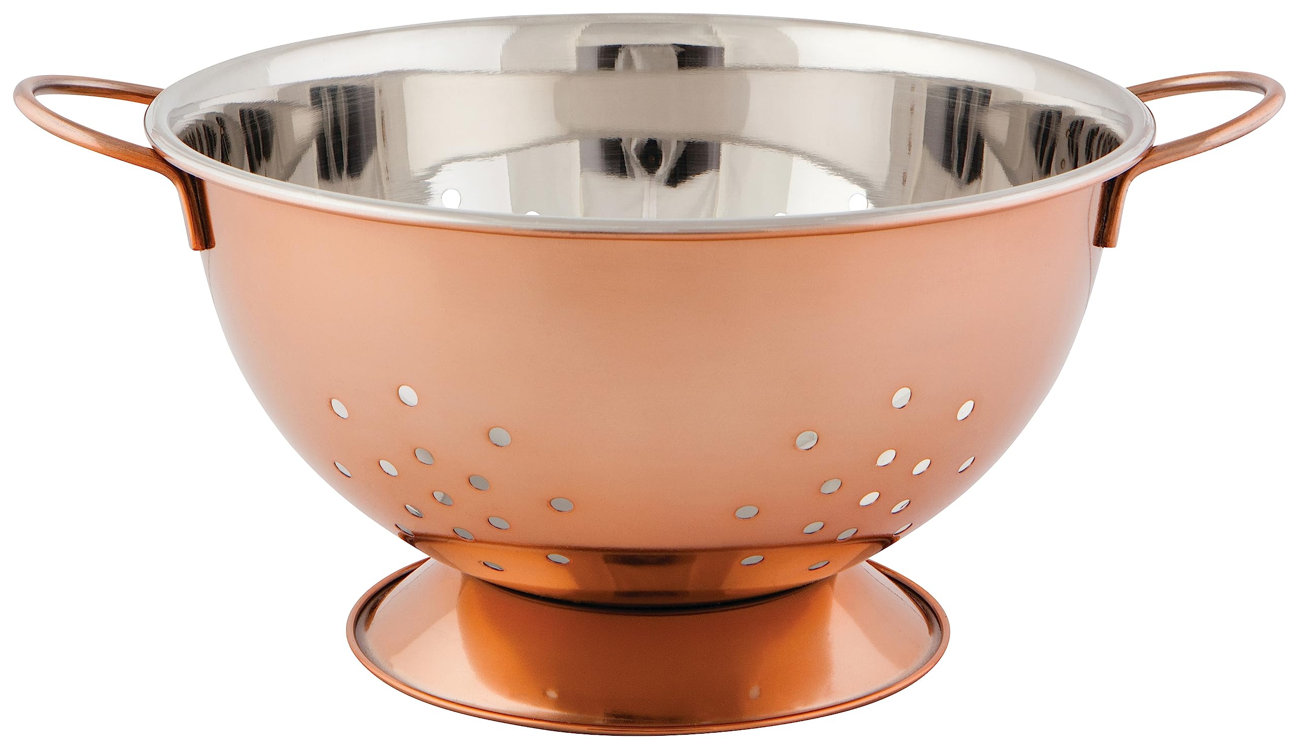 Now Designs Metallic Rose Gold Colander - 2.69 Quart Stainless Steel Kitchen Strainer for Pasta, Salad & Vegetables | Elegant Draining Bowl for Cooking, Baking & Meal Prep