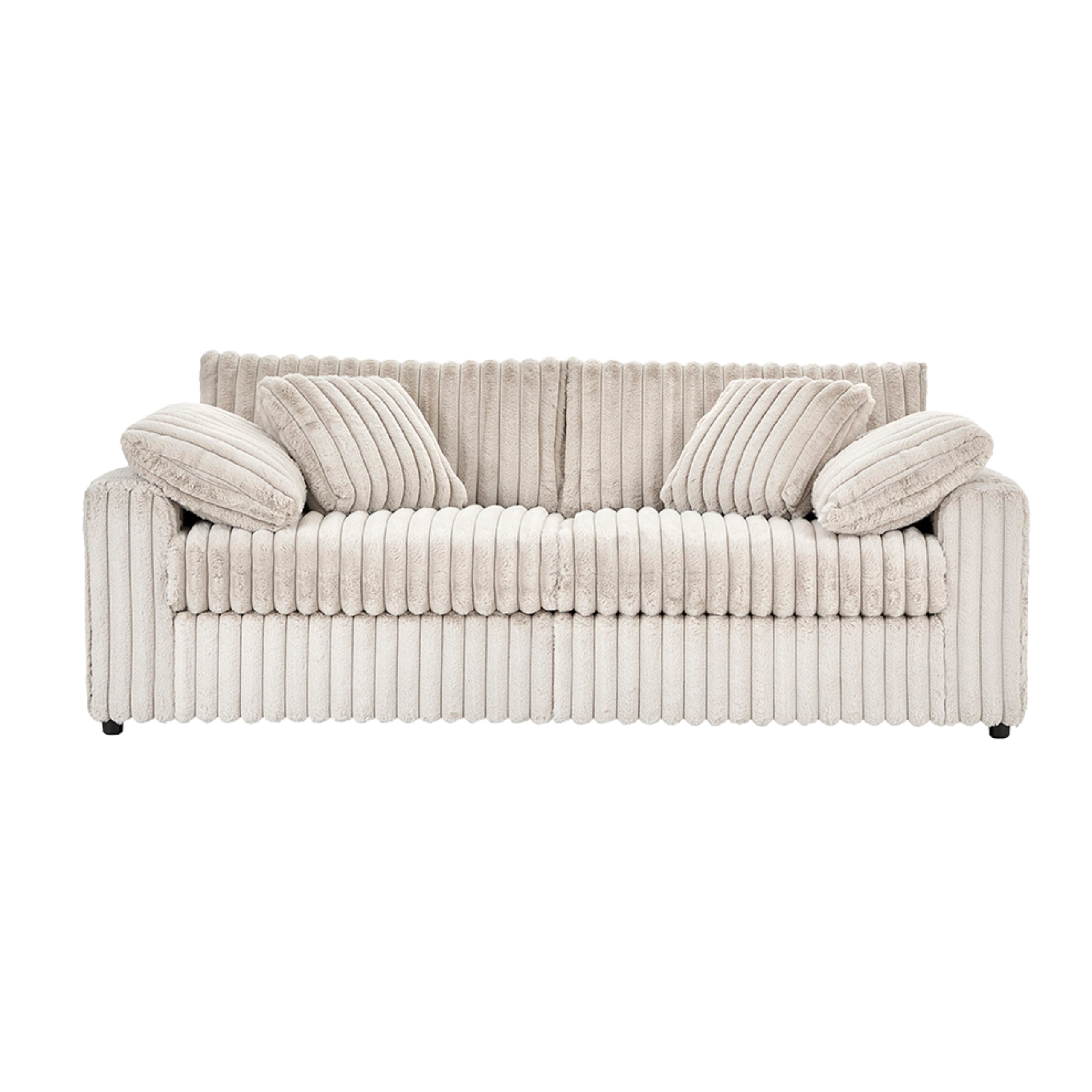 Roundhill Furniture Belvoir Upholstered Stationary Sofa - Modern Living Room Couch with Soft Fabric for Home, Office & Lounge Comfort