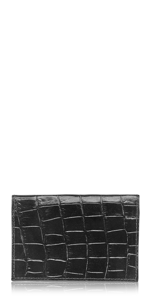 Premium Black Crocodile Embossed Business Card Holder - Elegant Fold Over Design for Professionals & Networking Events | Perfect for Corporate Gifts, Office Use & Client Meetings