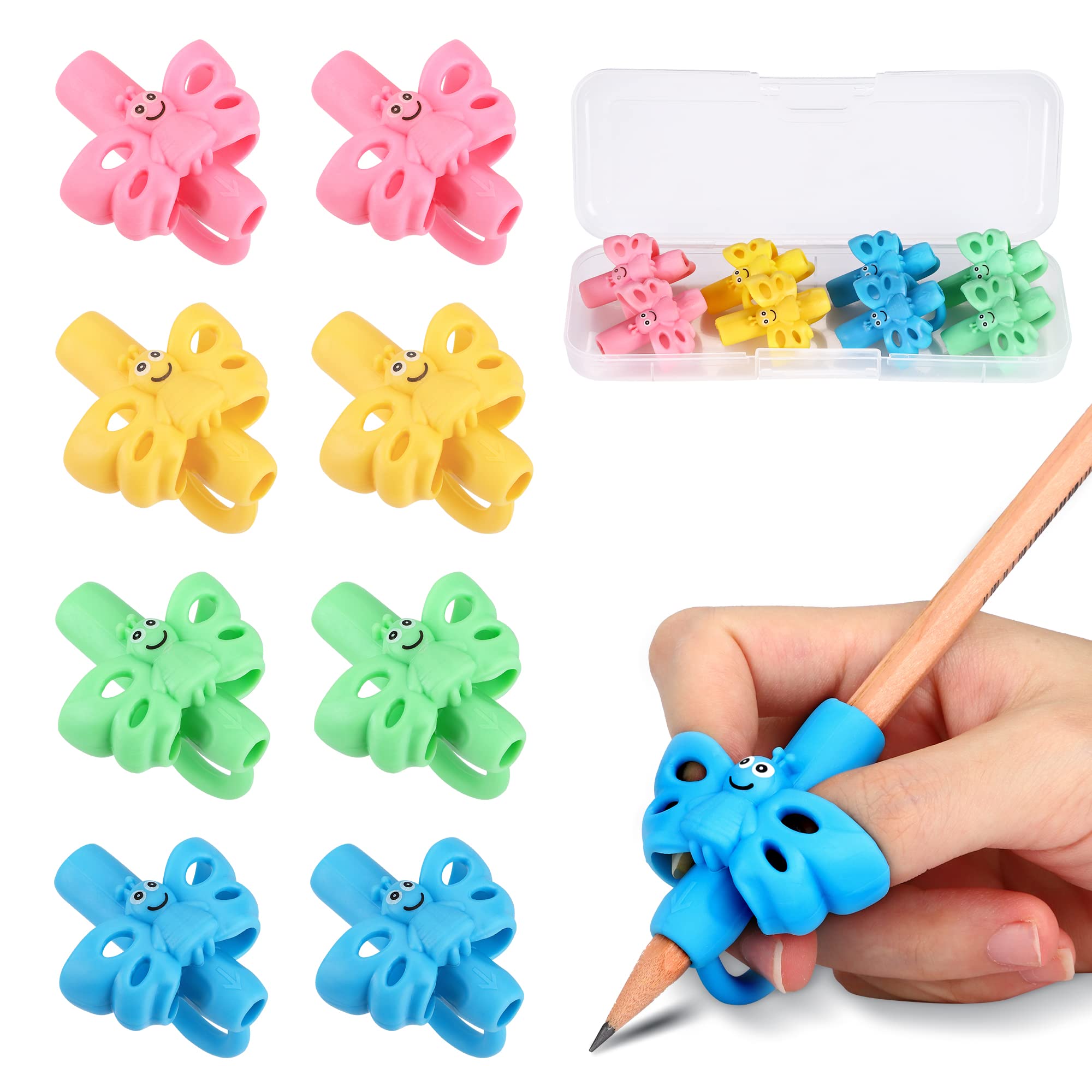 Koabbit 8-Pack Pencil Grips for Kids - Ergonomic Writing Aid for Handwriting Improvement, Posture Correction & Grip Training - Ideal for Toddlers & Preschoolers - Perfect for Classroom, Homework & Art Activities