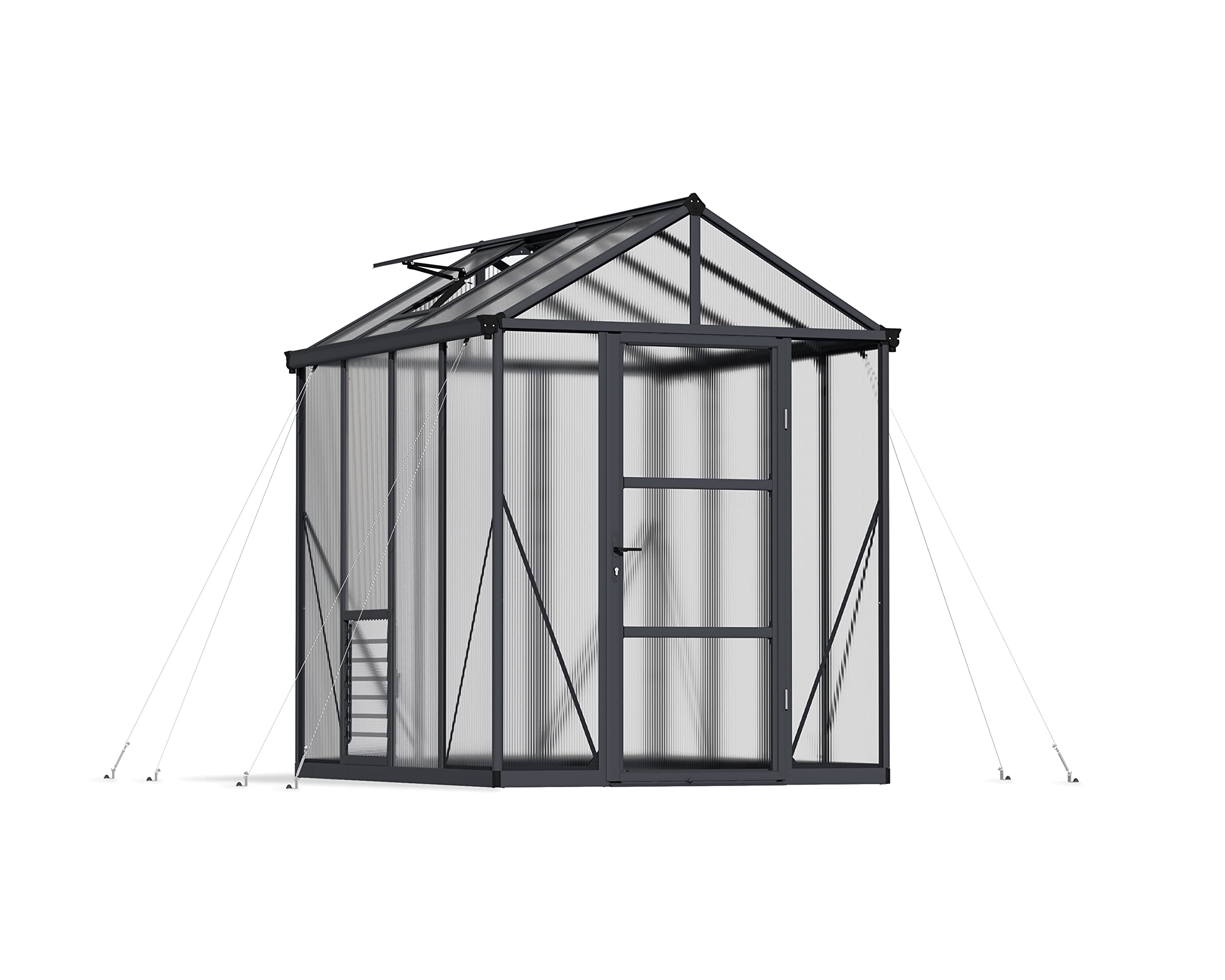 Palram Canopia Glory Greenhouse 6x8 Feet - Durable Polycarbonate Panels - UV Protection - Gray - Perfect for Backyard Gardening, Plant Growing & Outdoor Use