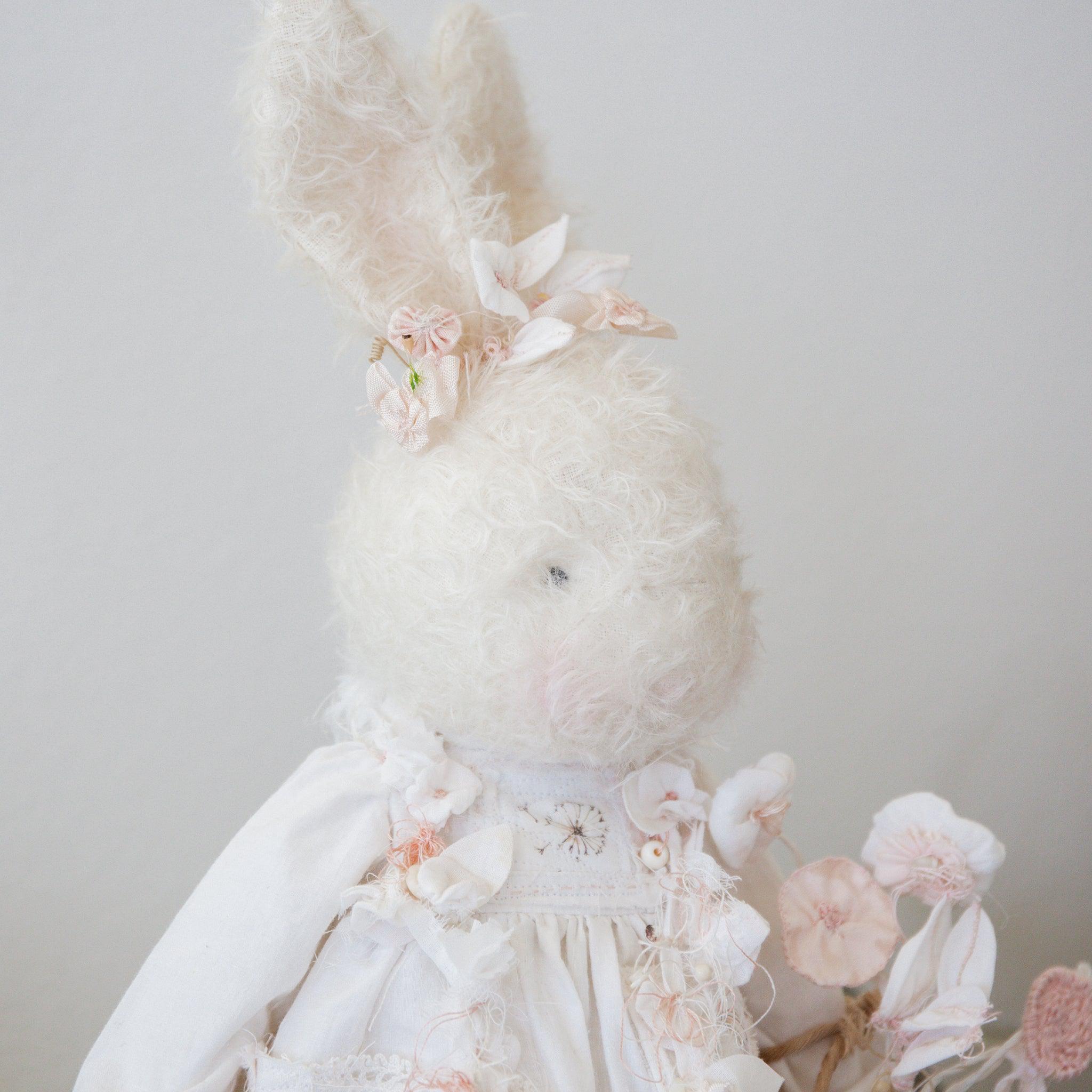 Hutch Studio Mohair Friends Peaceful Peace Lily Bunny - Soft Plush Toy for Kids, Nursery Decor, Gift for Baby Showers & Easter Celebrations