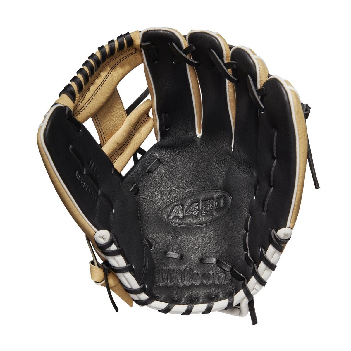 Wilson A450 Youth Baseball Glove 11.5 Inch - Left & Right Hand Options - Premium Leather for Young Players - Perfect for Little League, Practice & Training