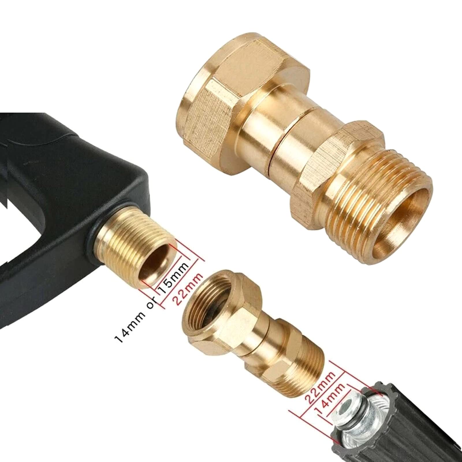 **High Pressure Brass Swivel Joint Nozzle Connector - 1/4 Inch Thread Hose Fitting for Car Washing, Garden Irrigation & Lawn Care - Durable Home & Outdoor Watering Accessory**    *(Perfect for Pressure Washers, Garden Hoses, and Outdoor Cleaning Tasks)*